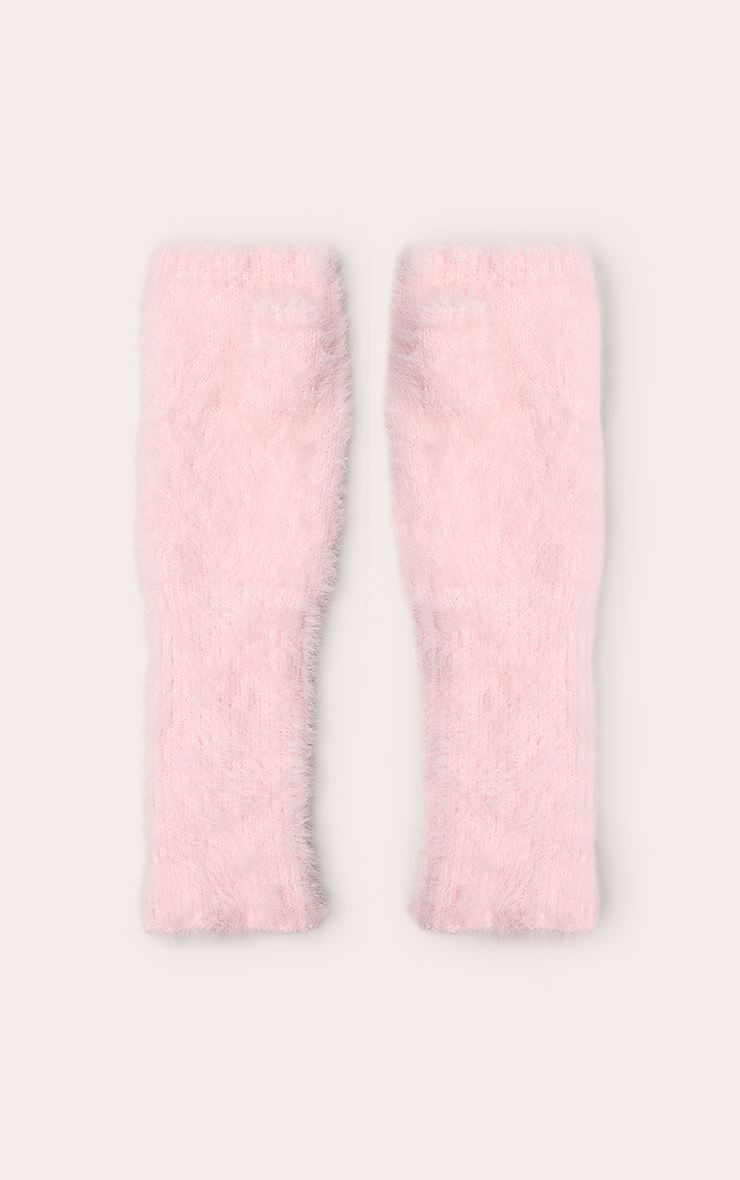 Pink Eyelash Knit Fingerless Gloves