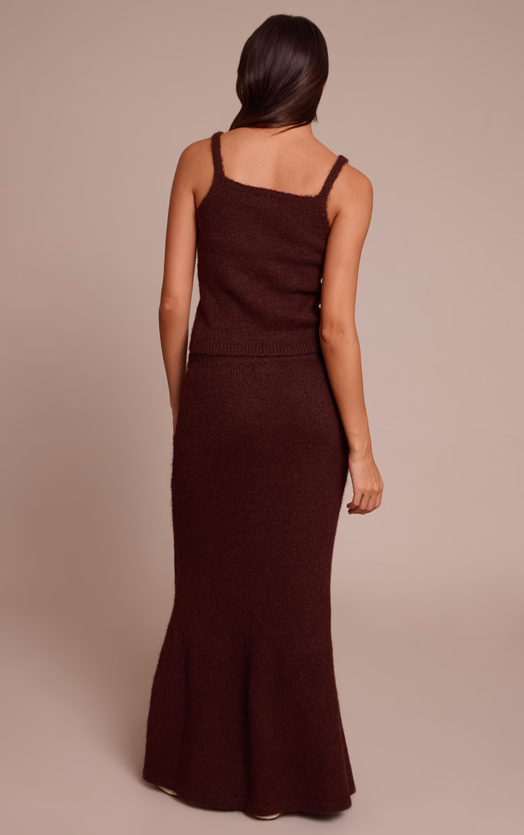 Brown Knitted Maxi Skirt