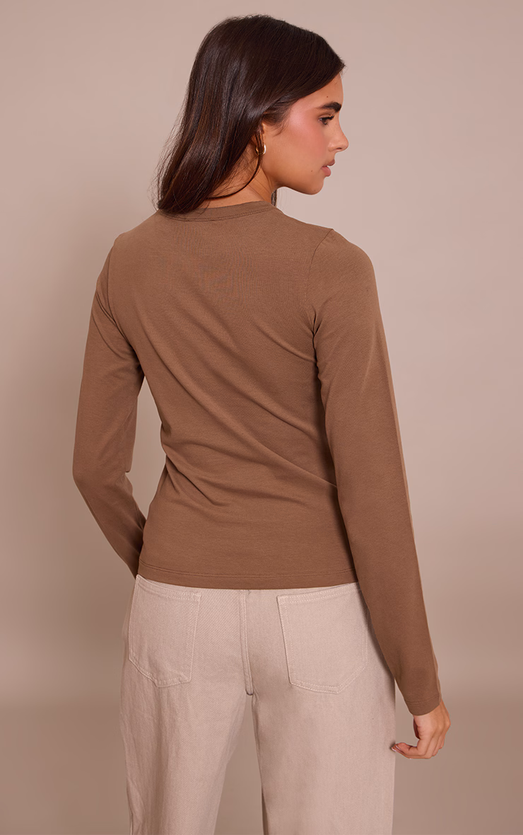 Mushroom Soft Cotton Crew Neck Longline Long Sleeve Top