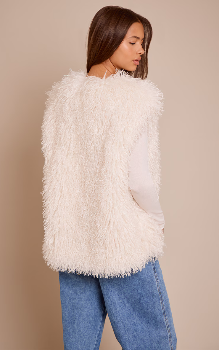 Cream Mongolian Faux Fur Vest