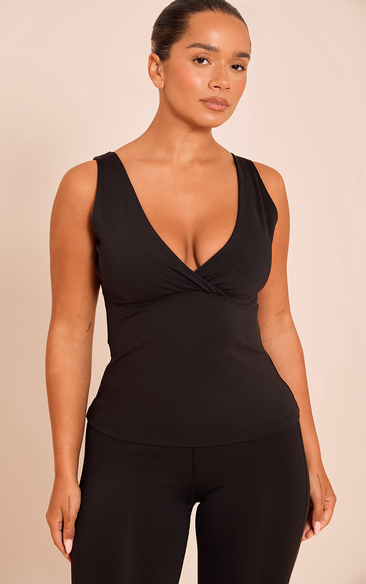 Shape Black Sculpt Longline Wrap Front Top