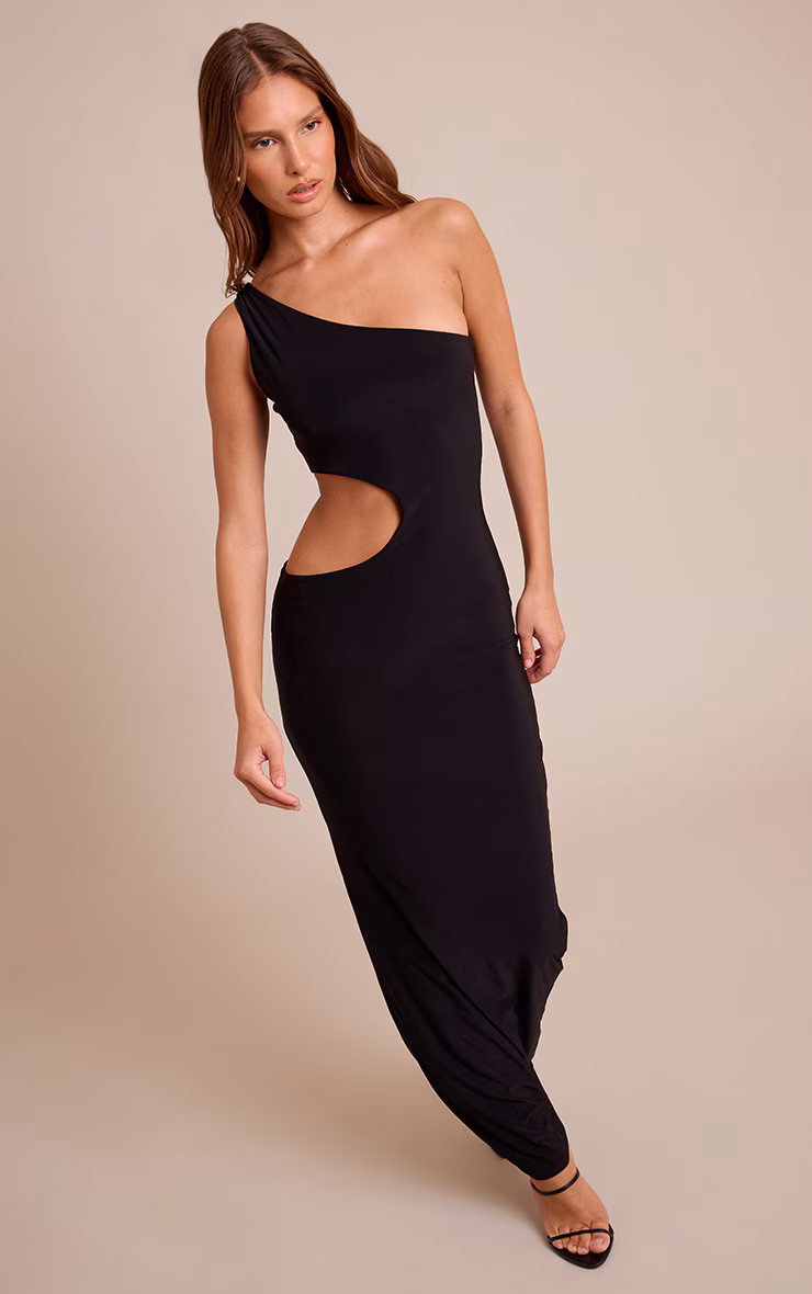 Black Slinky Cut Out Bodycon Maxi Dress