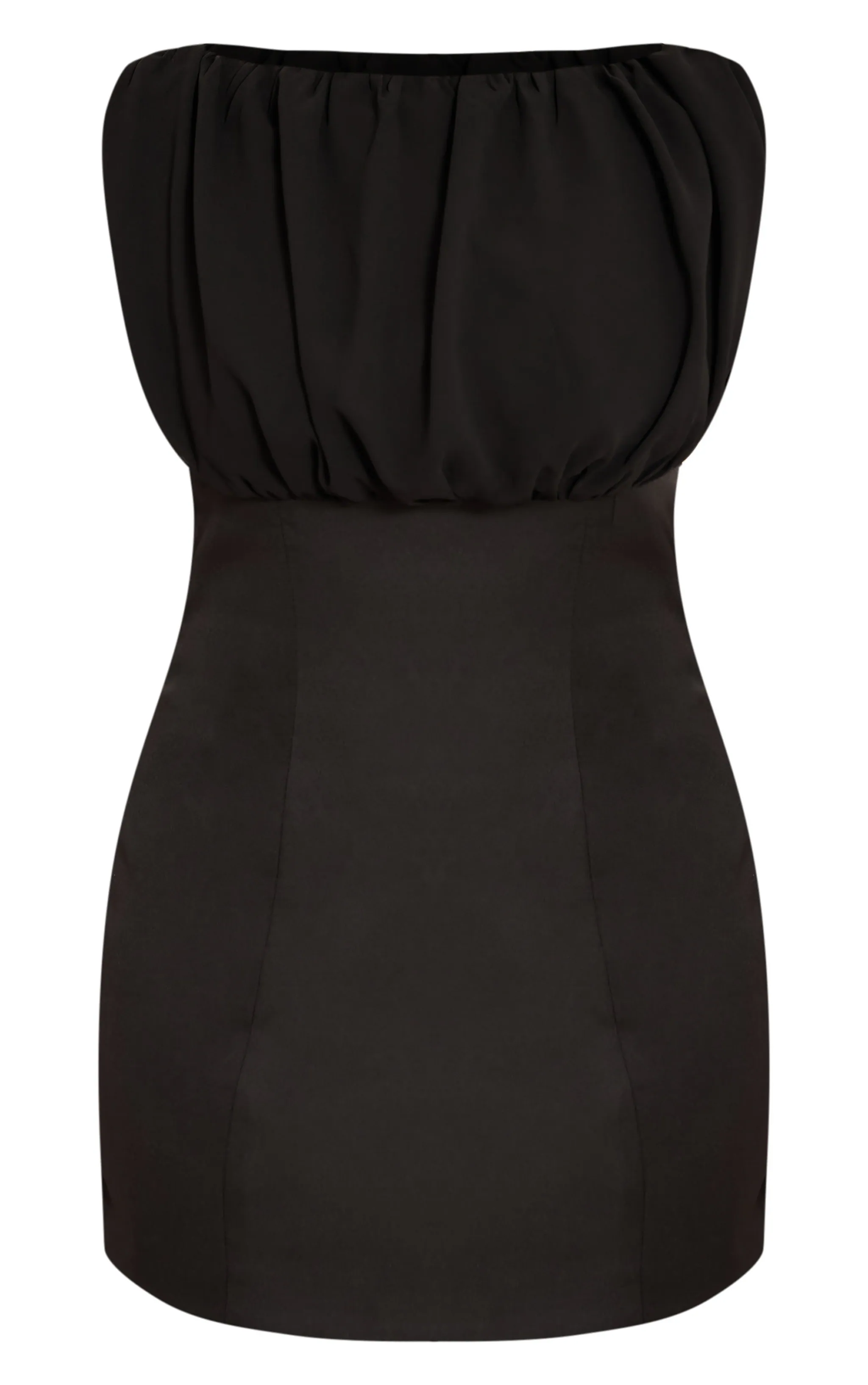 Shape Black Boat Neck Ruched Front Mini Dress