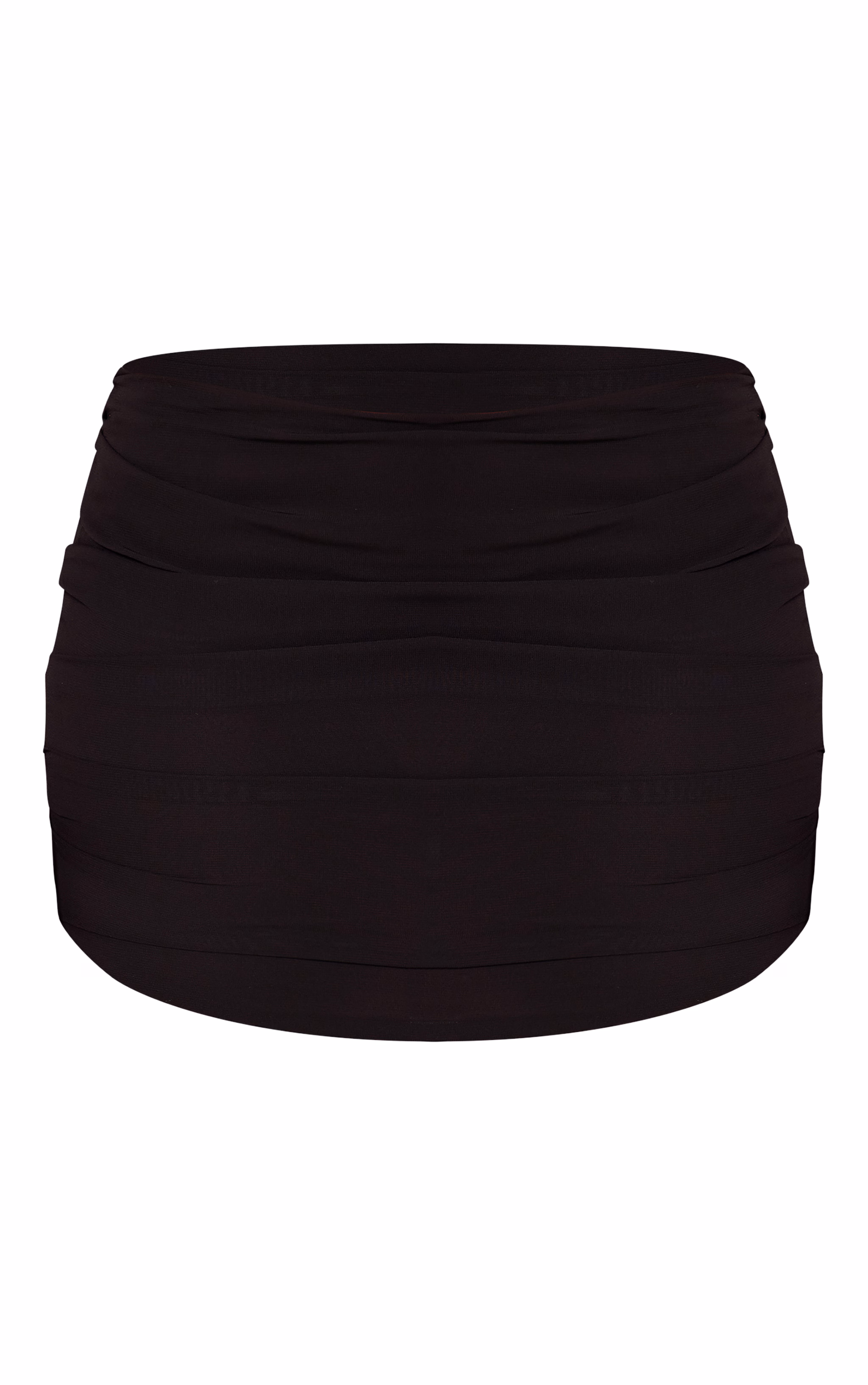 Black Chiffon Ruched Mini Skirt