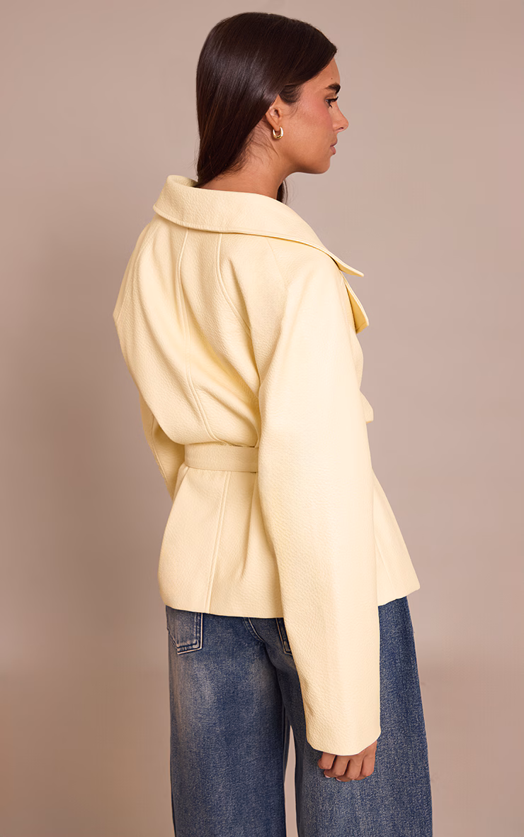 Buttercream PU Belted Jacket