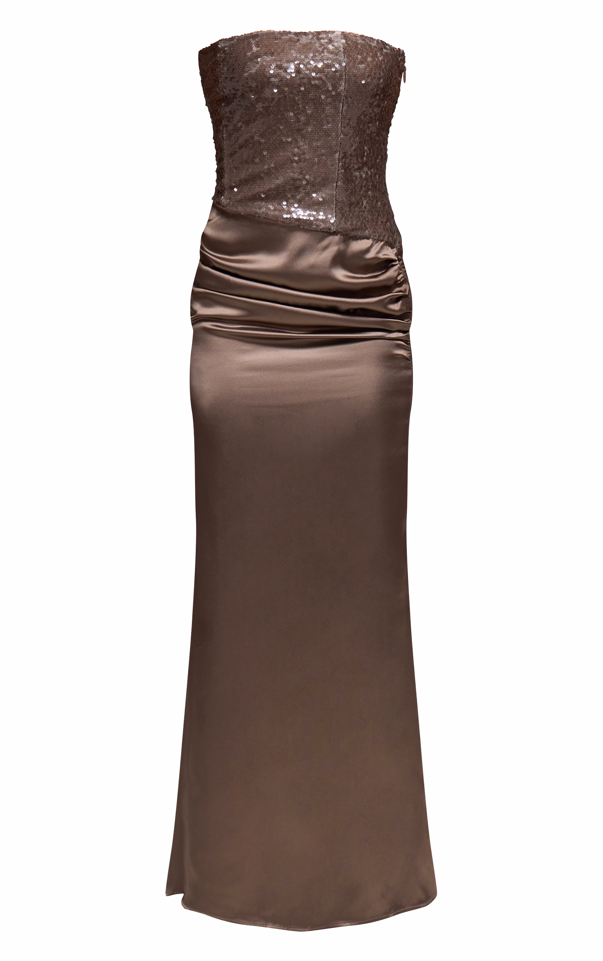 Taupe Sequin Asymmetric Maxi Dress