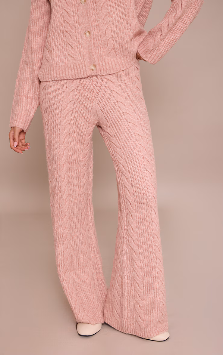 Pink Cable Knit Pants