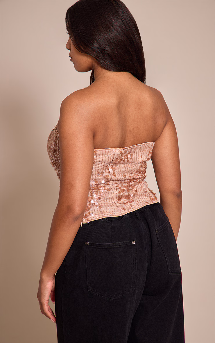 Shape Nude Tonal Sequin Corset Top