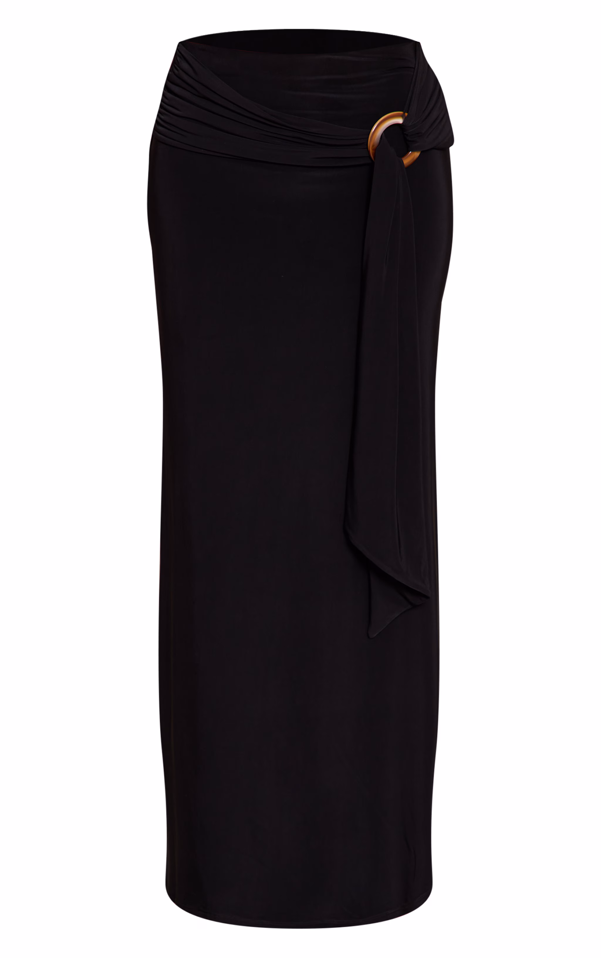 Black Slinky Trim Detail Maxi Skirt