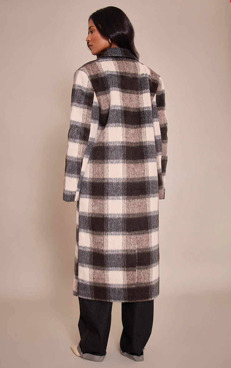 Tall Checked Structured Wool Look Maxi Coat