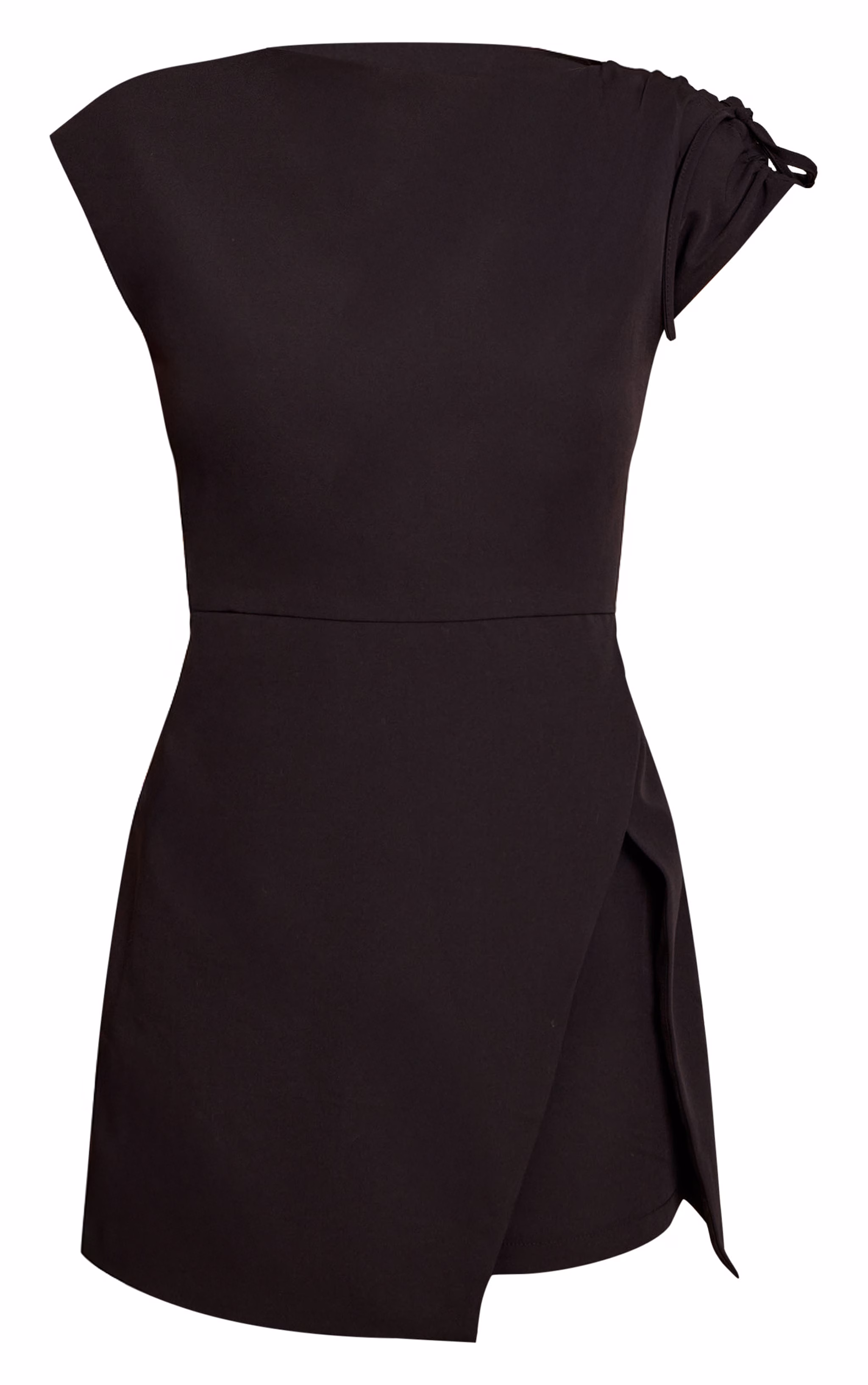 Black Button Detail Cap Sleeve Shift Dress