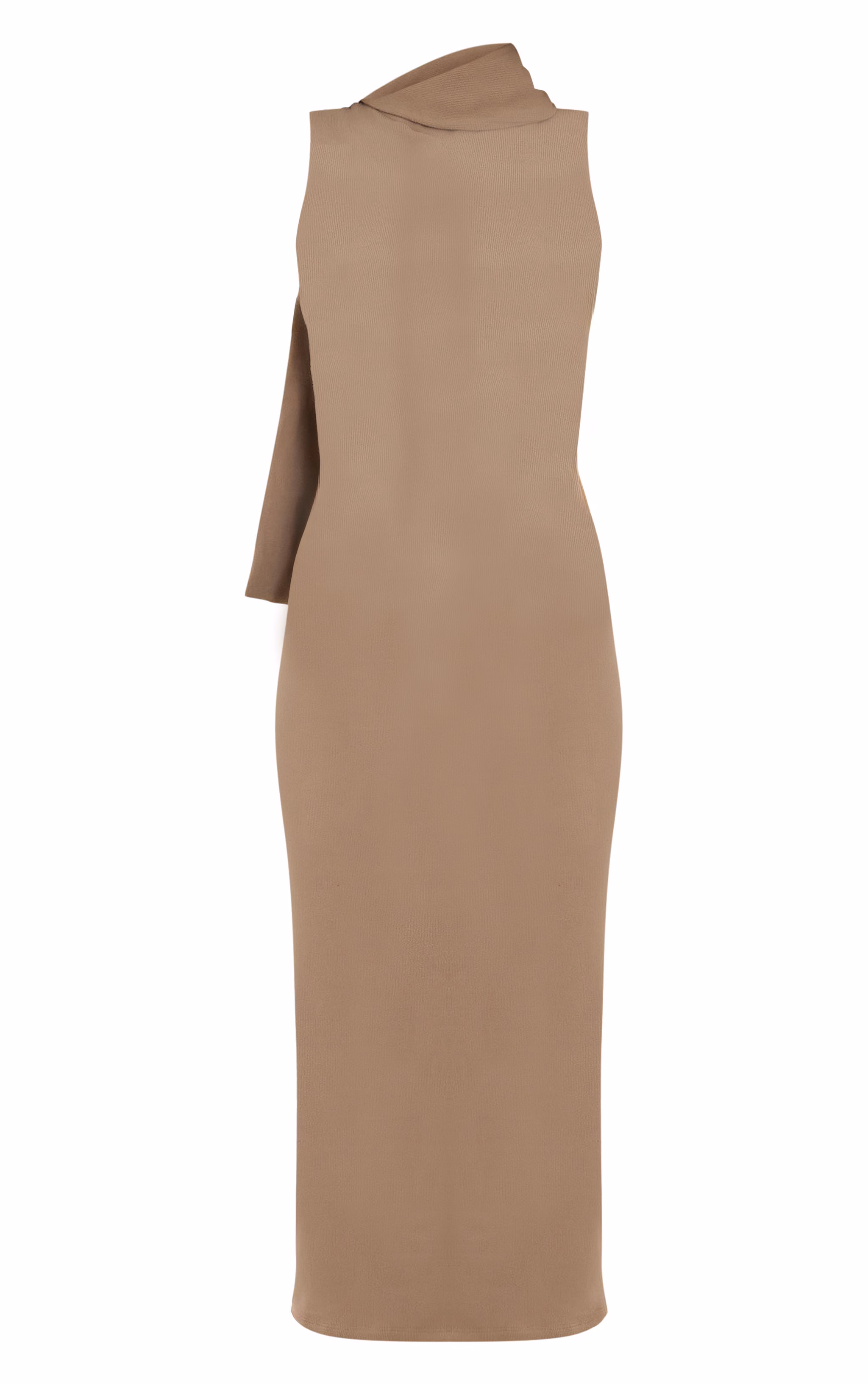 Taupe Wrap Neck Detail Maxi Dress