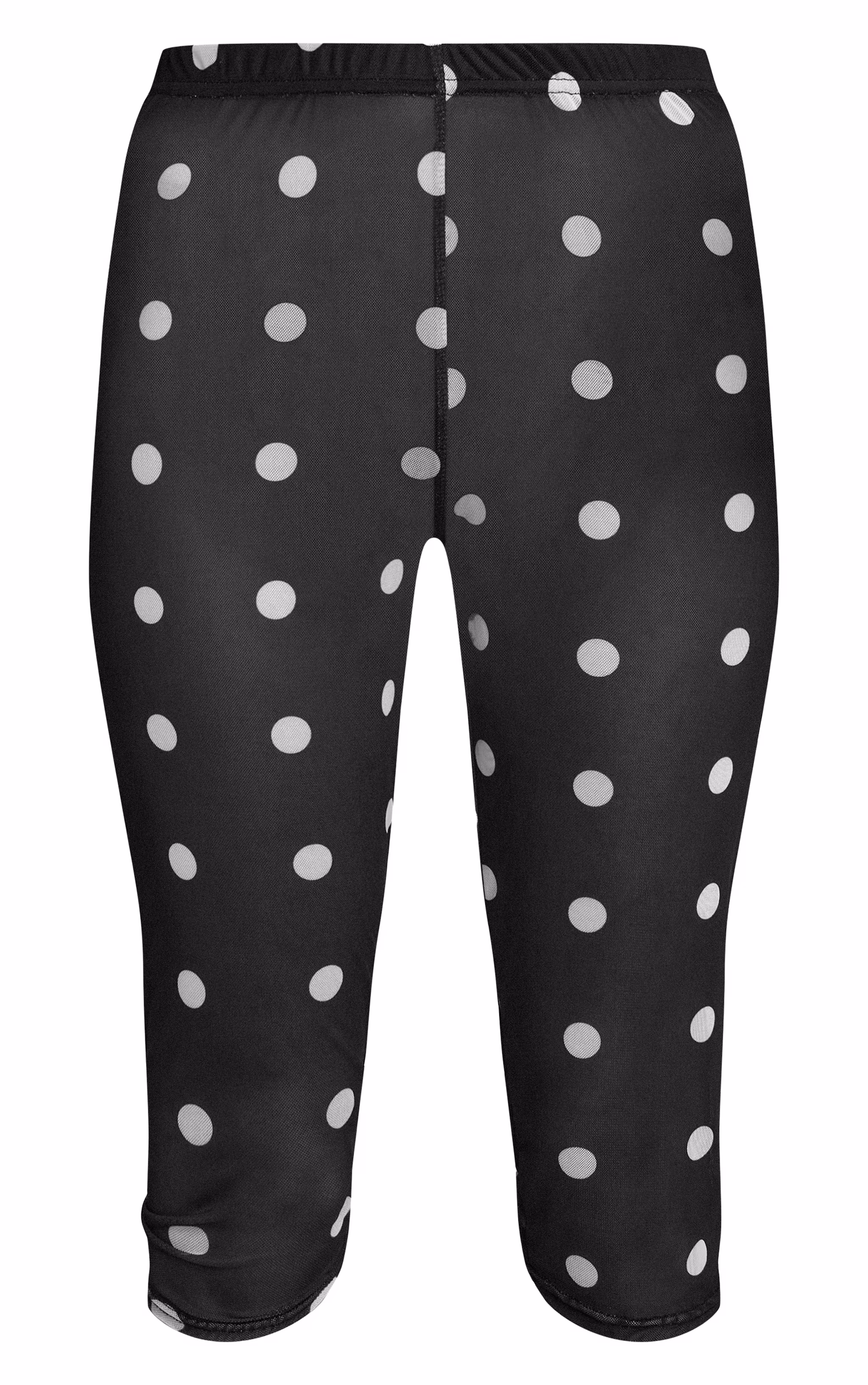 Black Mesh Polka Dot Capri Pants