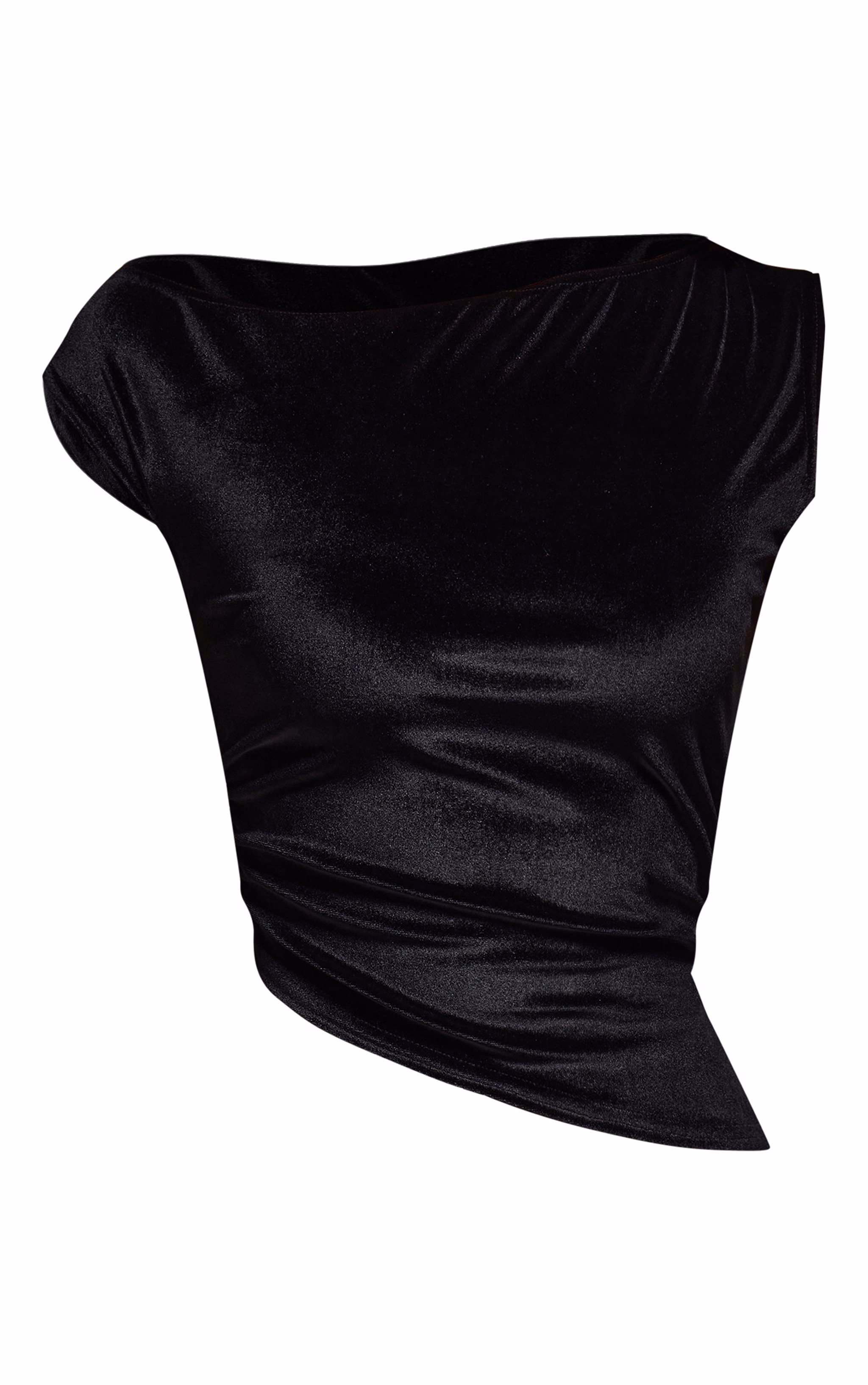 Black Velvet Asymmetric Neck Top