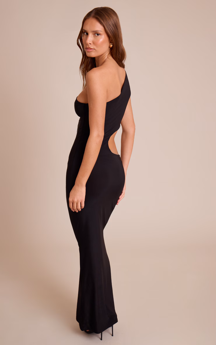Black Slinky Cut Out Bodycon Maxi Dress
