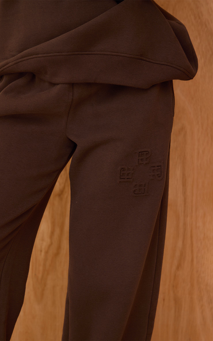 Chocolate PLT Embossed Wide Leg Sweatpants