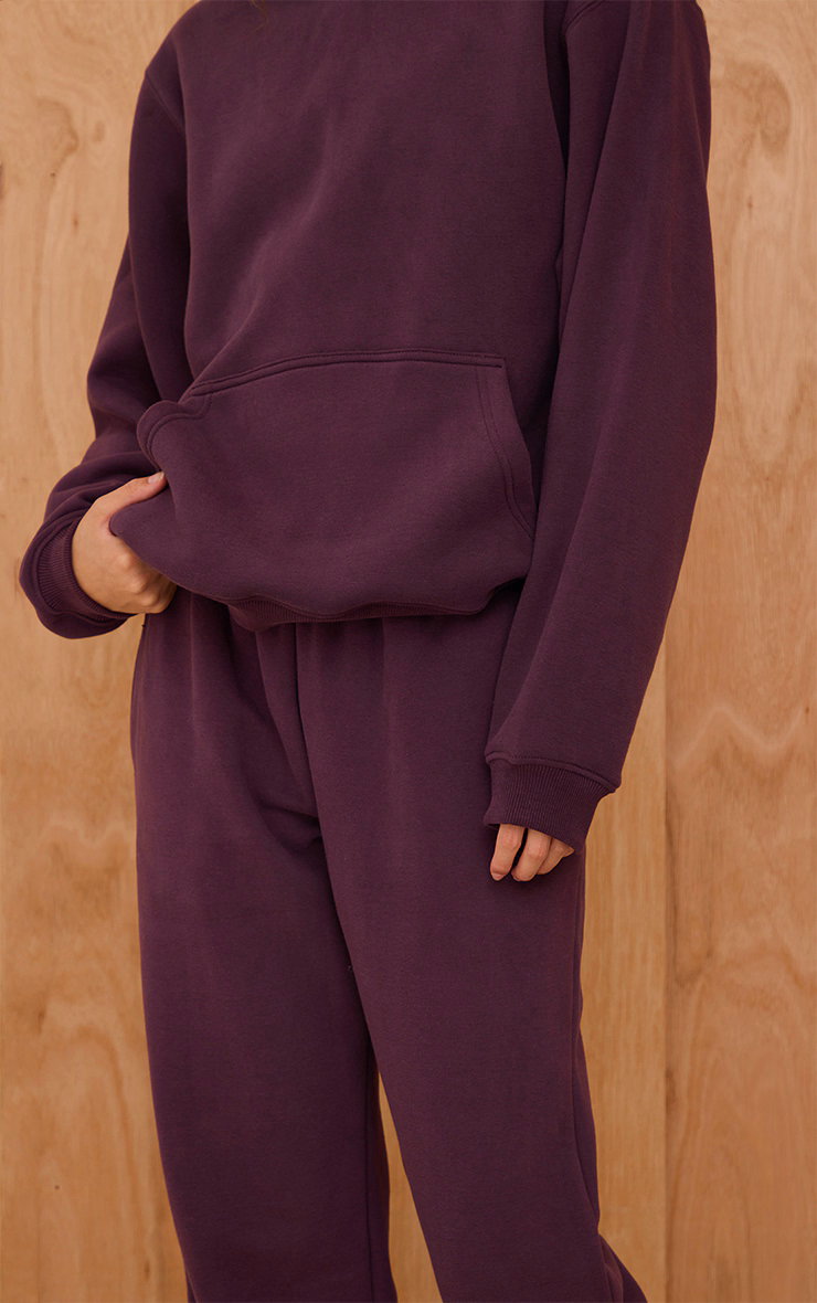 Plum Cotton Fleece Oversized Pull Over Hoodie