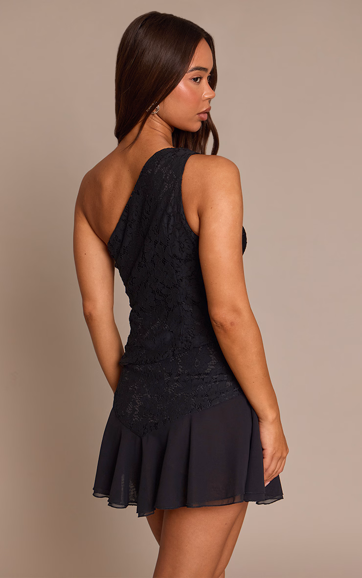 Black Lace Asymmetrical Top