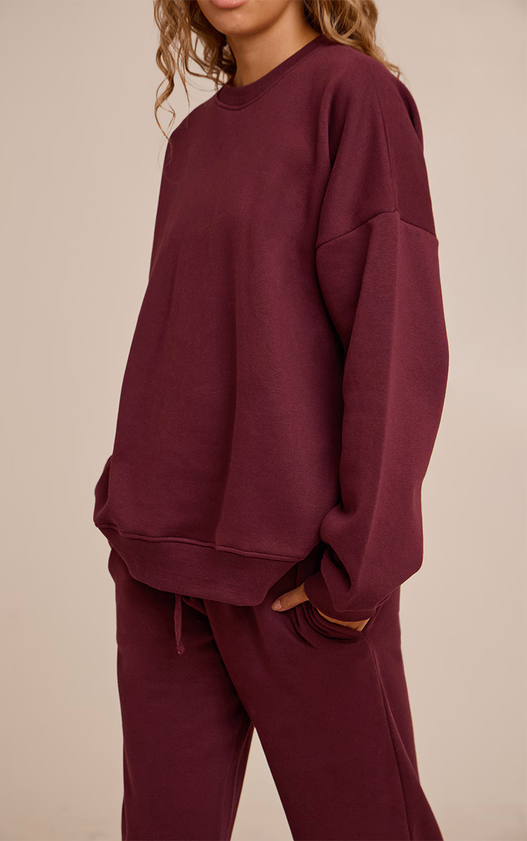 Wine Oversized Sweat Tracksuit Set