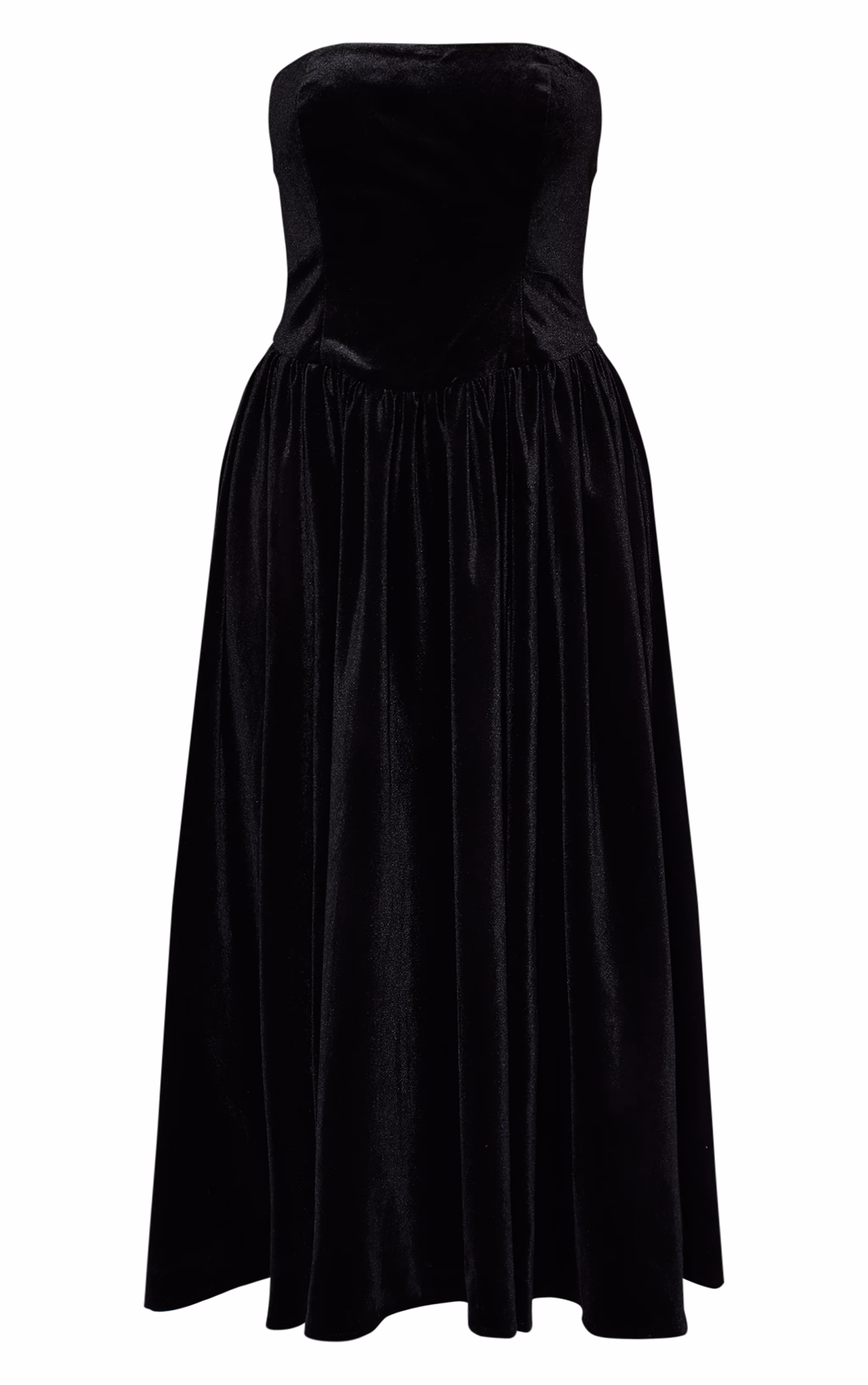 Black Velvet Bandeau Maxi Dress