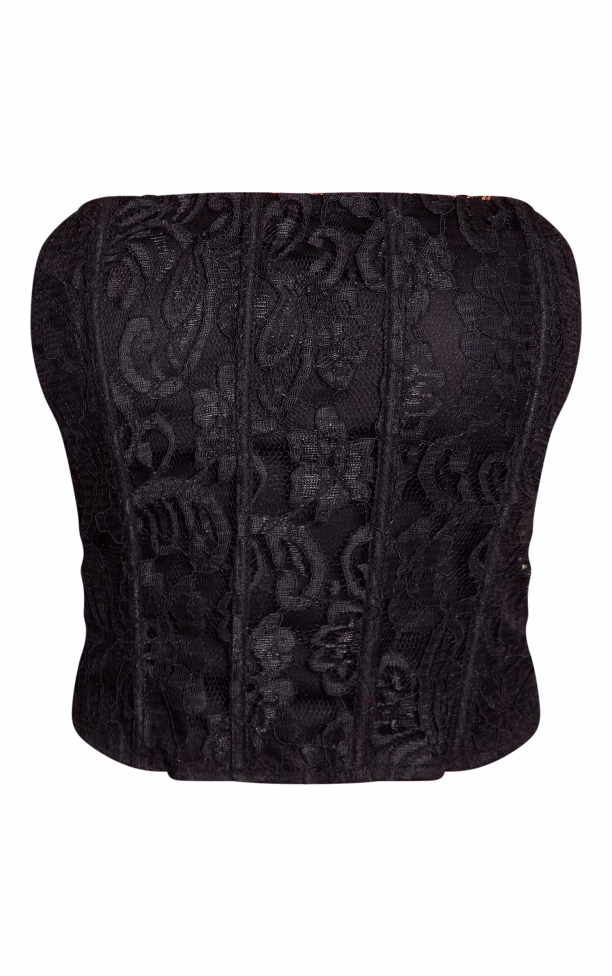 Black Lace Boned Bandeau Corset Top
