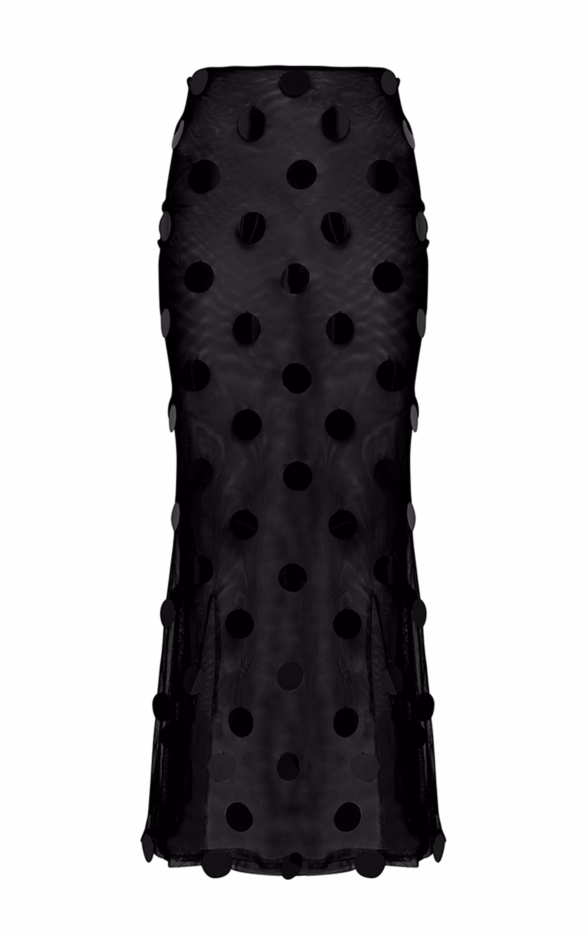 Premium Black Sheer Black Disc Sequin Maxi Skirt