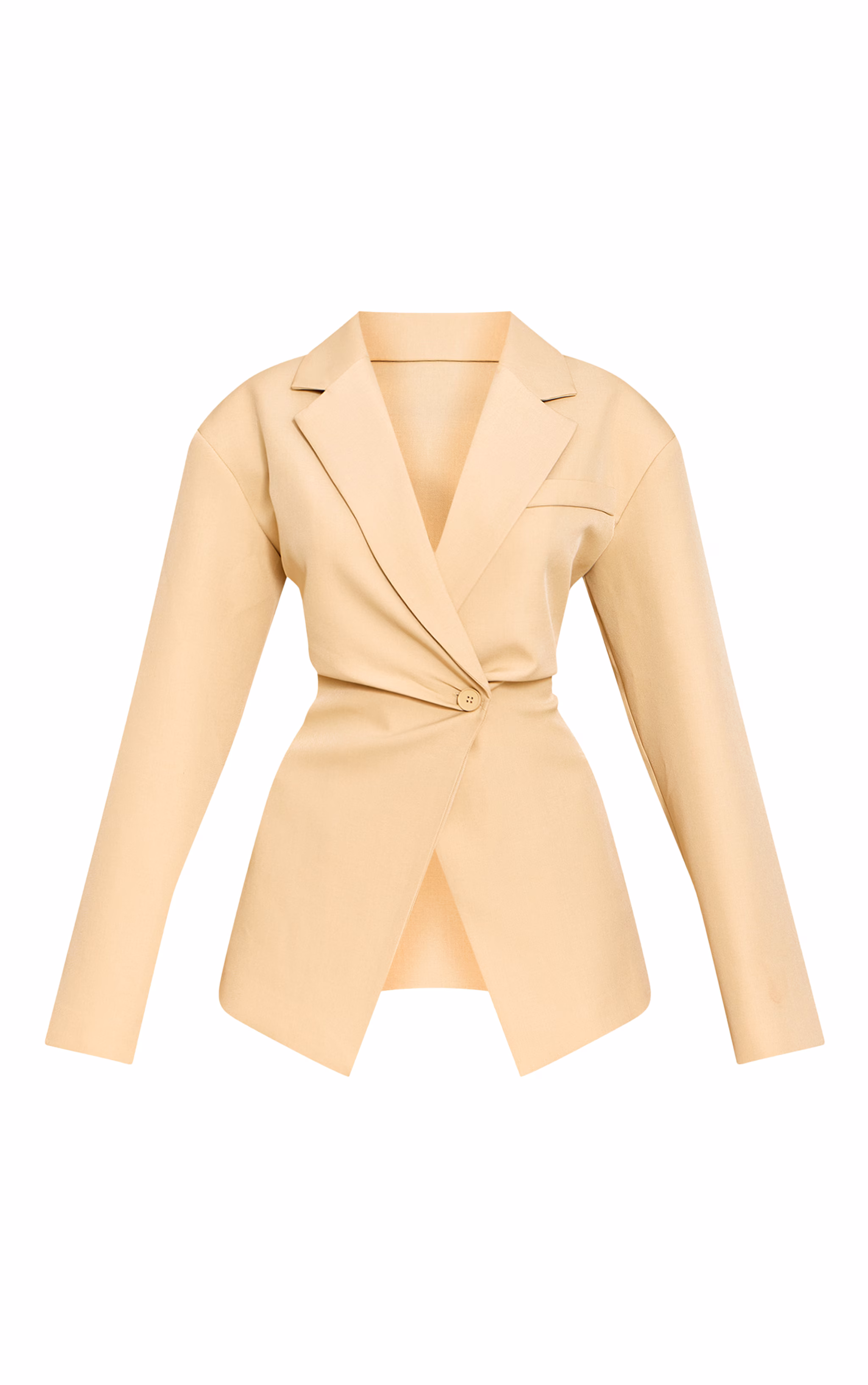 Butter Cream Tailored Cinched Waist Blazer