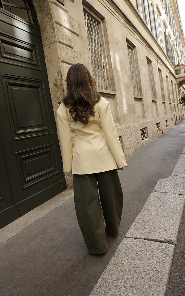 Butter Cream Tailored Cinched Waist Blazer