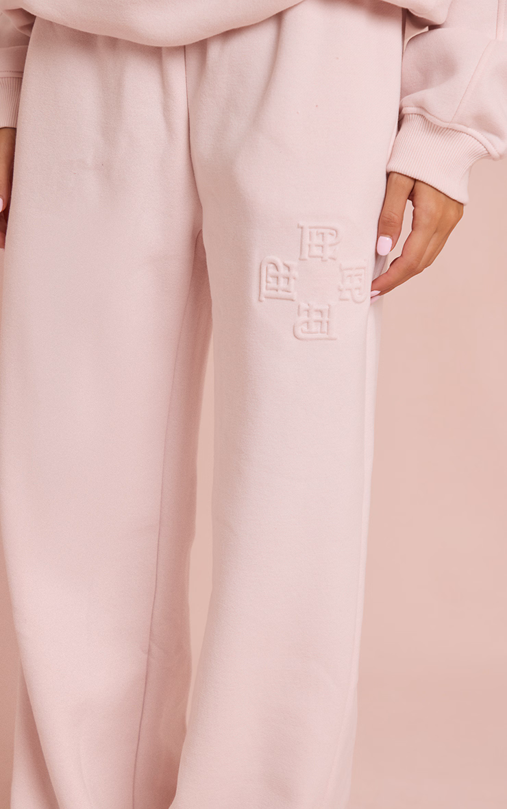 Baby Pink PLT Embossed Wide Leg Sweatpants
