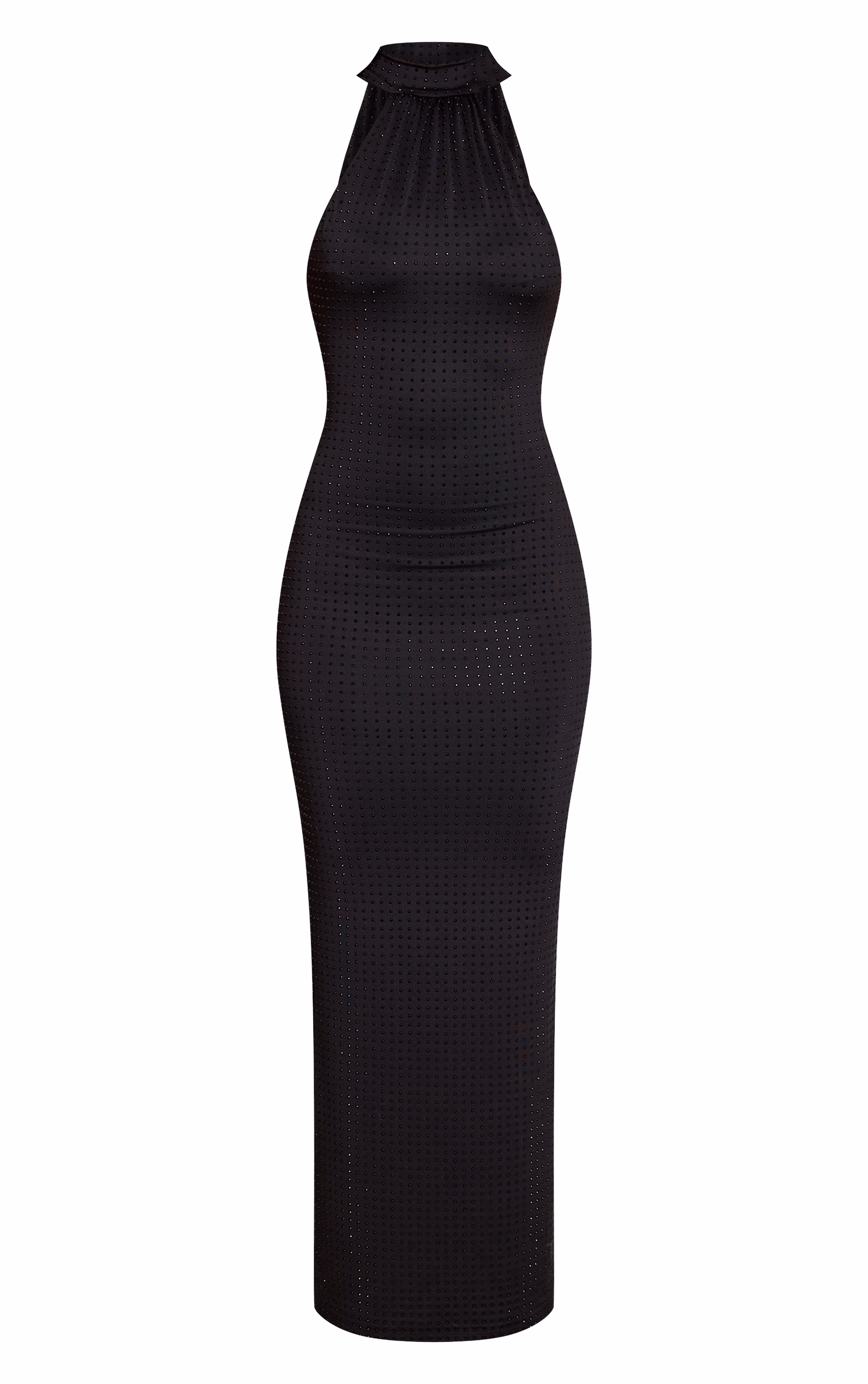 Black Hotfix Halterneck Backless Maxi Dress