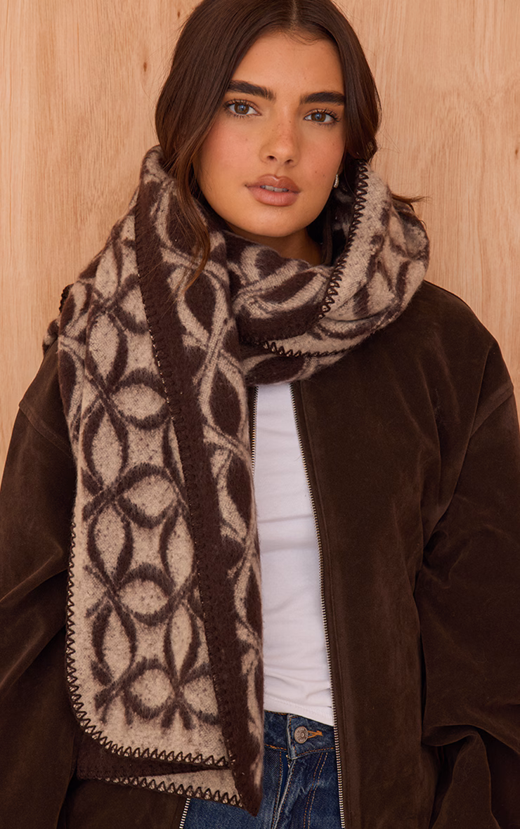 Chocolate Jacquard Soft Touch Scarf