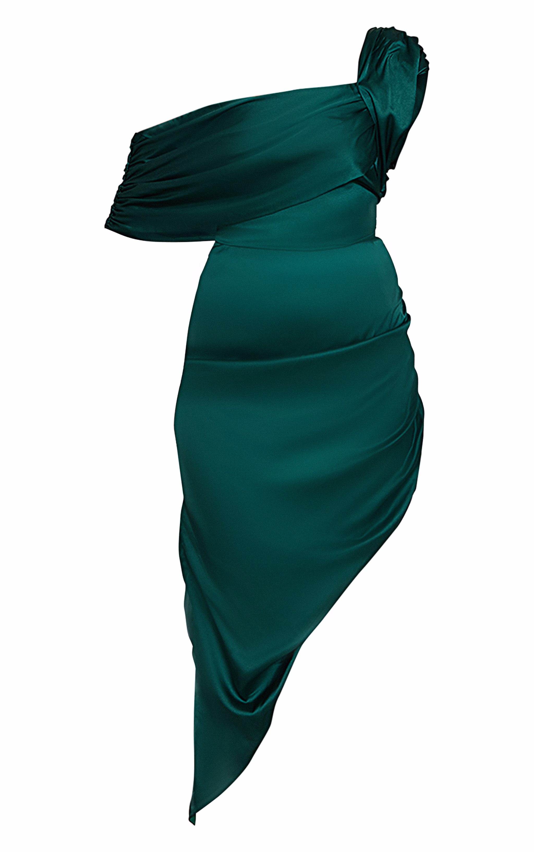 Emerald Bardot Asymmetric Hem Dress