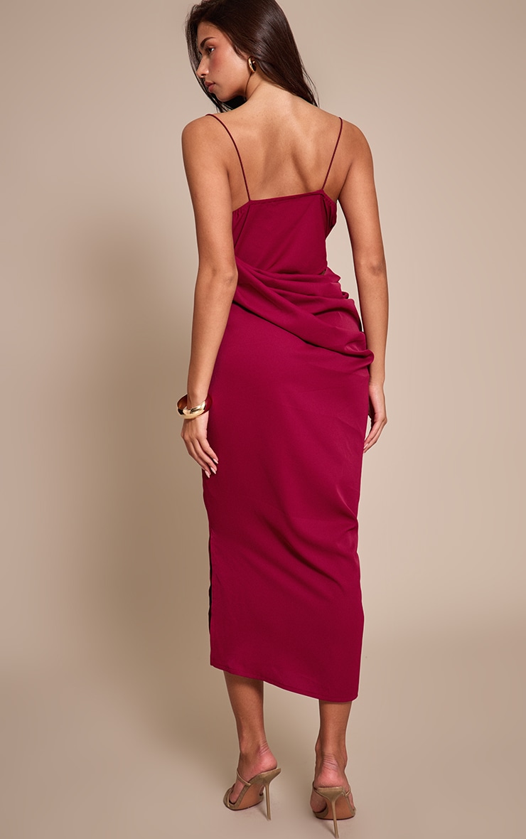Plum Chiffon Drape Cut Out Midaxi Dress