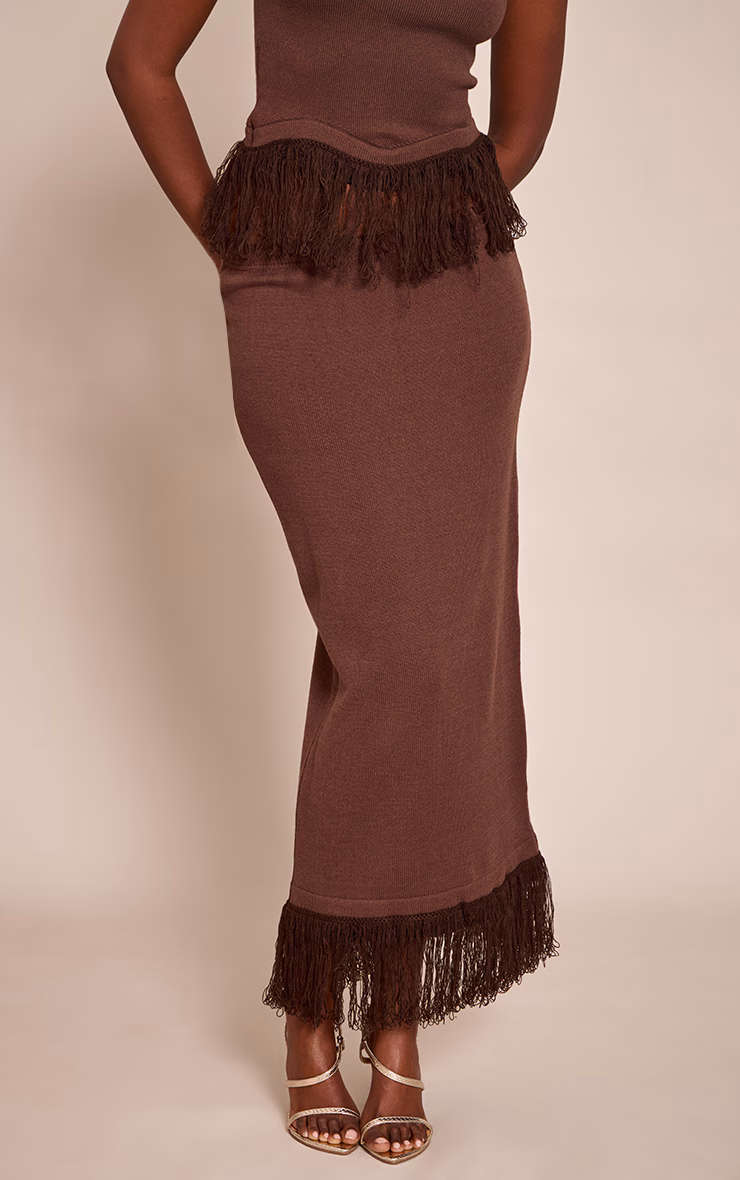 Chocolate Maxi Loop Knit Maxi Skirt