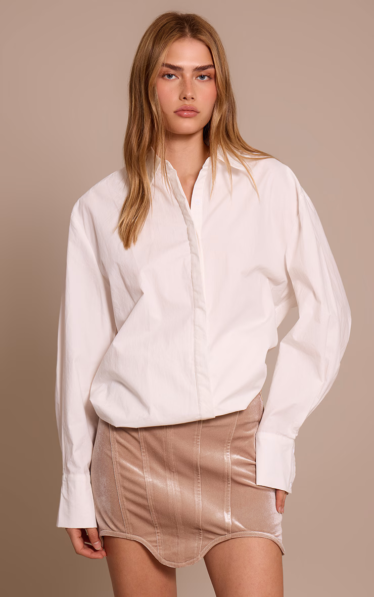 Sand Velvet Dip Hem Mini Skirt