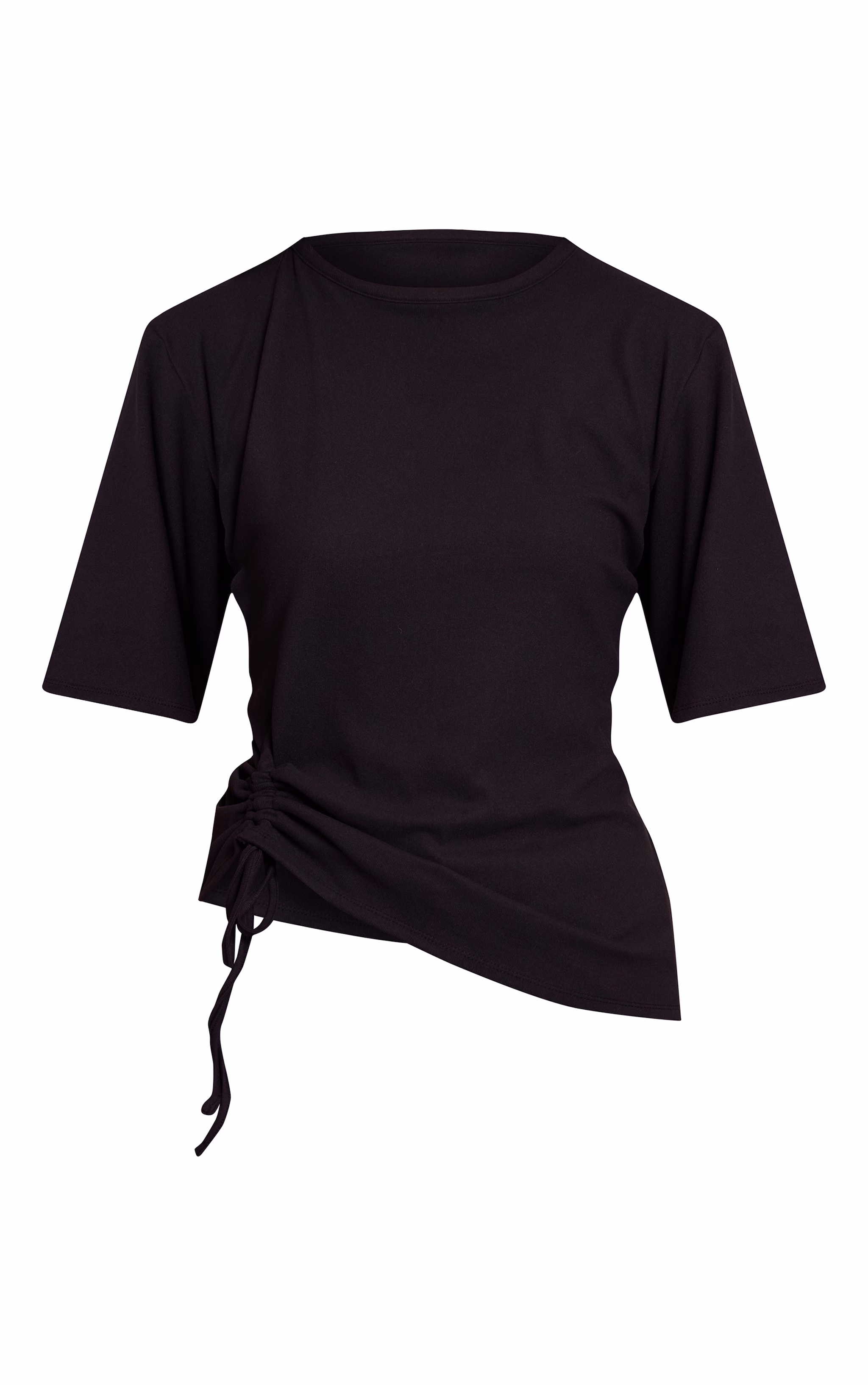 Black Ultra Soft Oversized Ruched Detail T Shirt