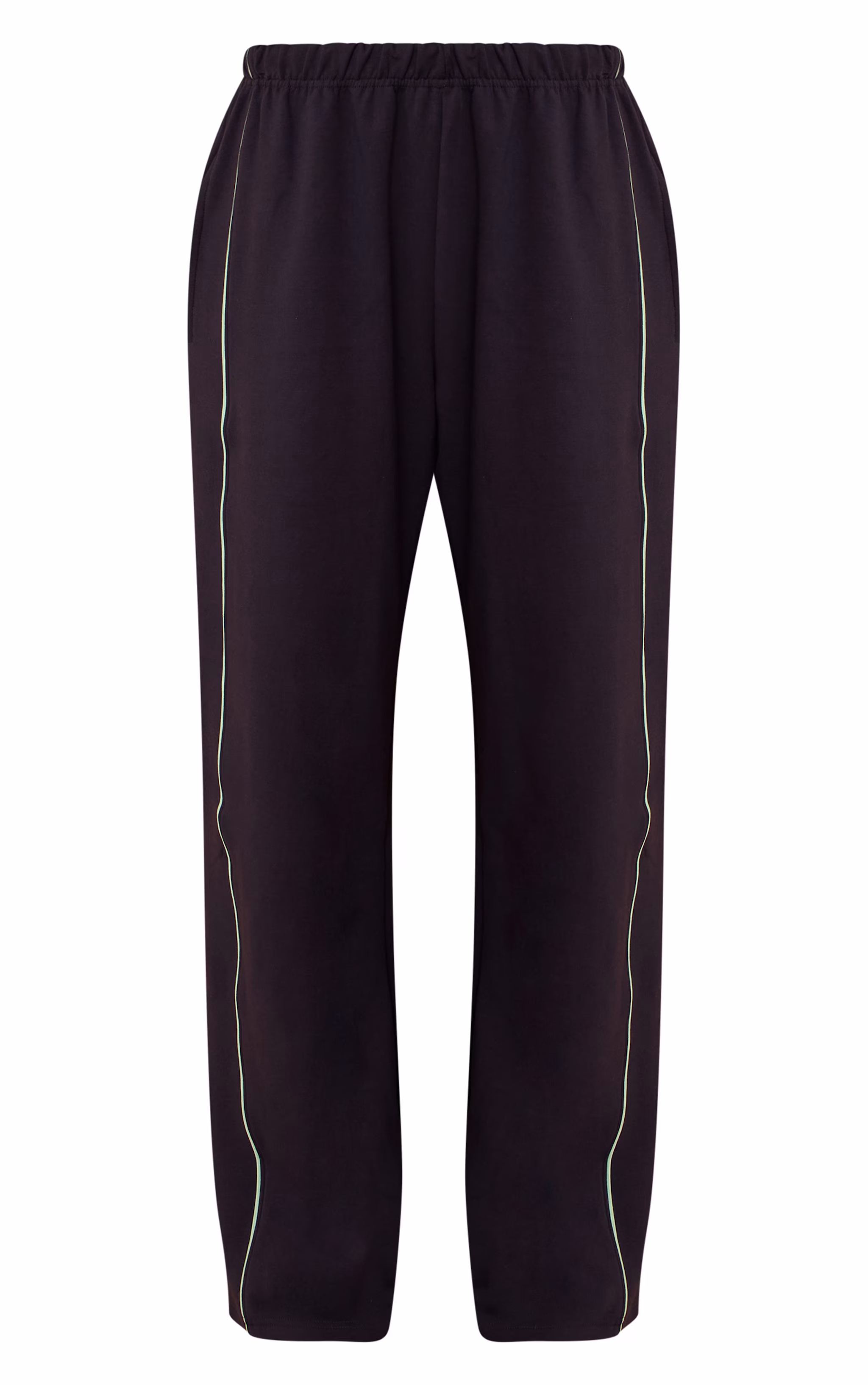 Navy Interlock Contrast Piping Wide Leg Sweatpants