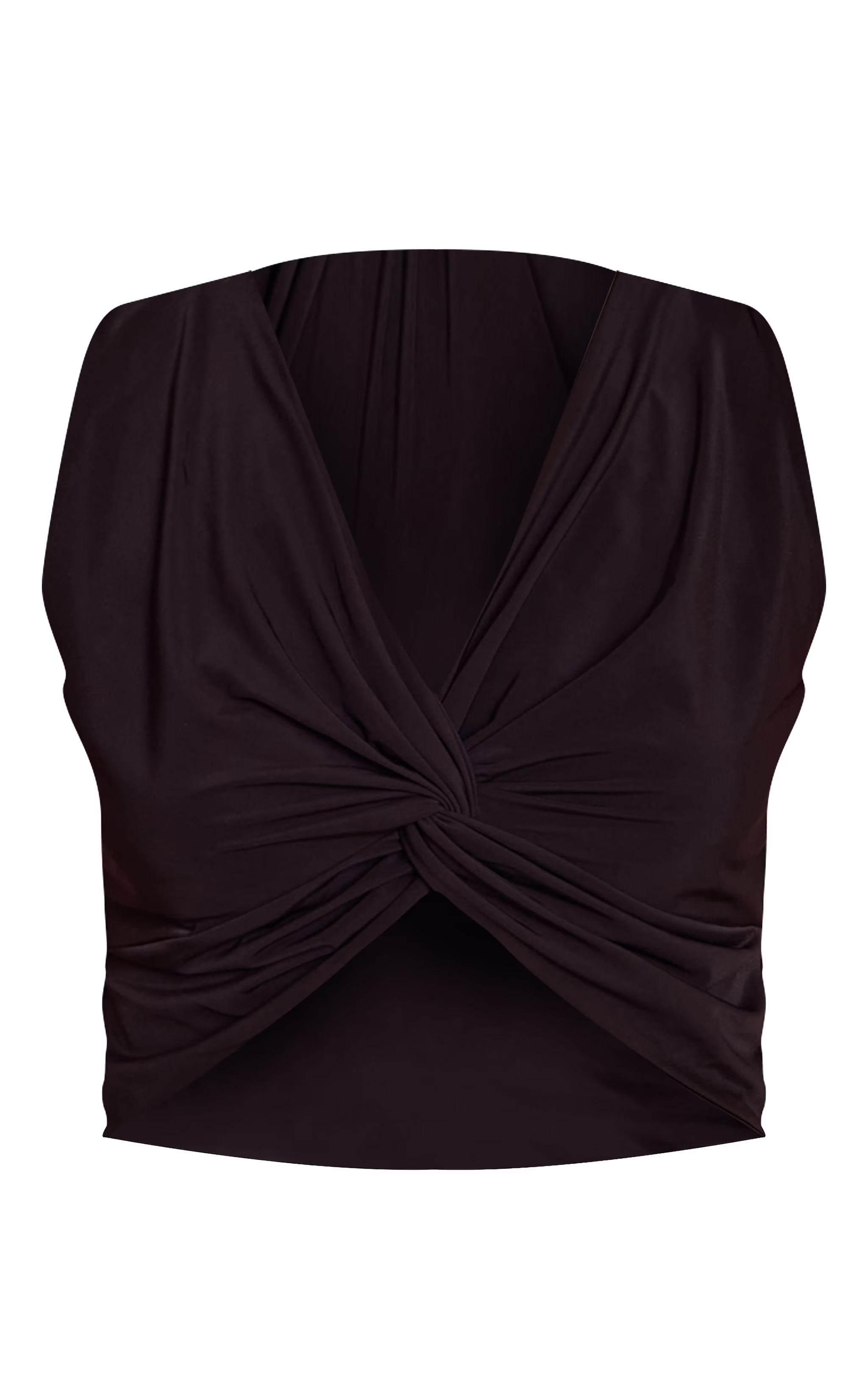 Black Double Layer Twist Detail Cami Top
