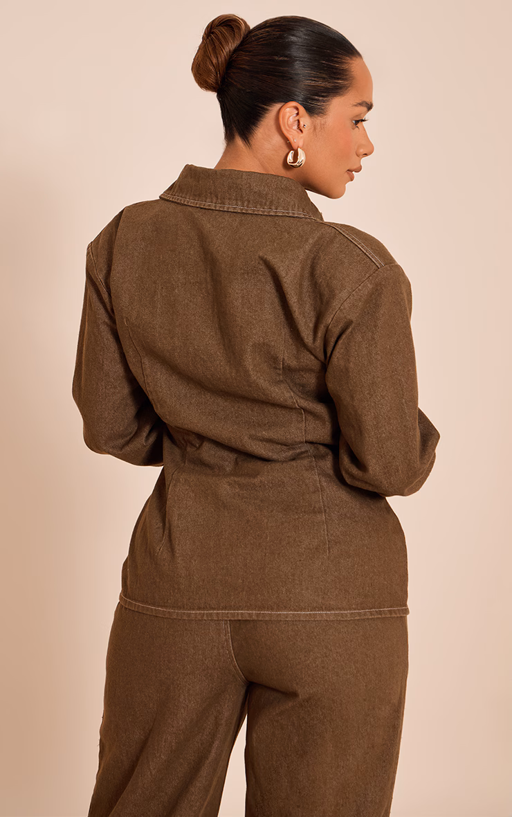 Shape Khaki Cinched Waist Twill Shirt