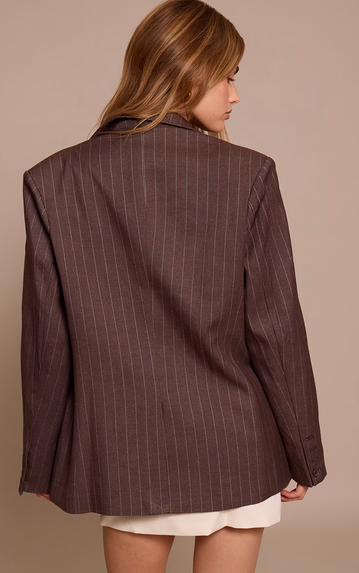 Chocolate Pinstripe Boyfriend Premium Blazer