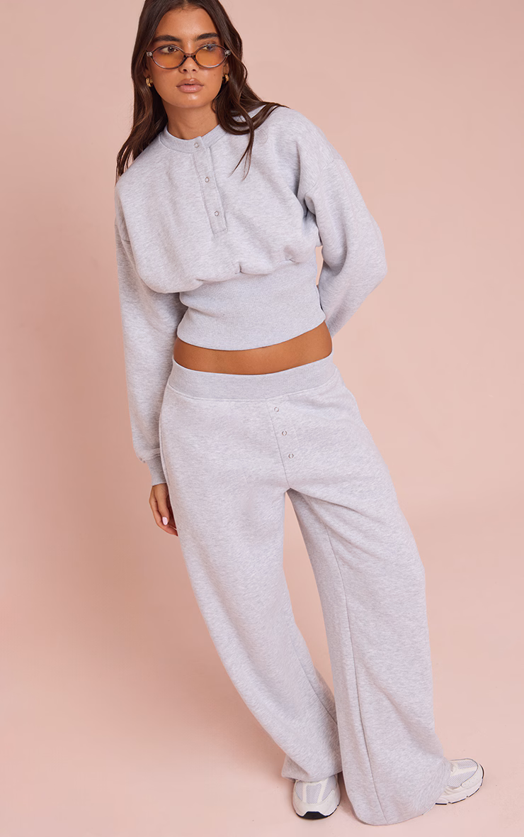Ash Grey High Waist Straight Leg Sweatpants
