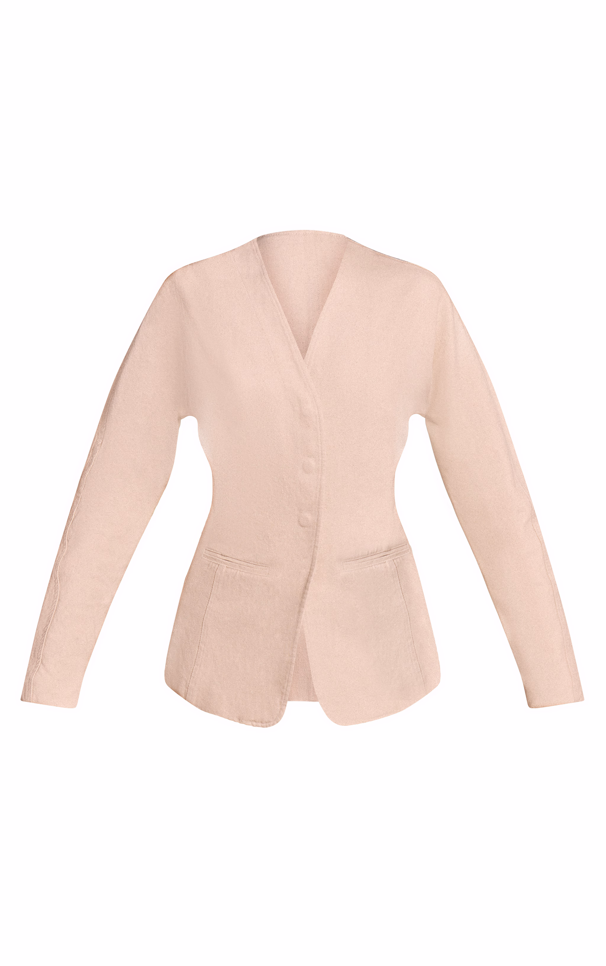 Tall Ecru Curved Hem Tailored Style Denim Blazer