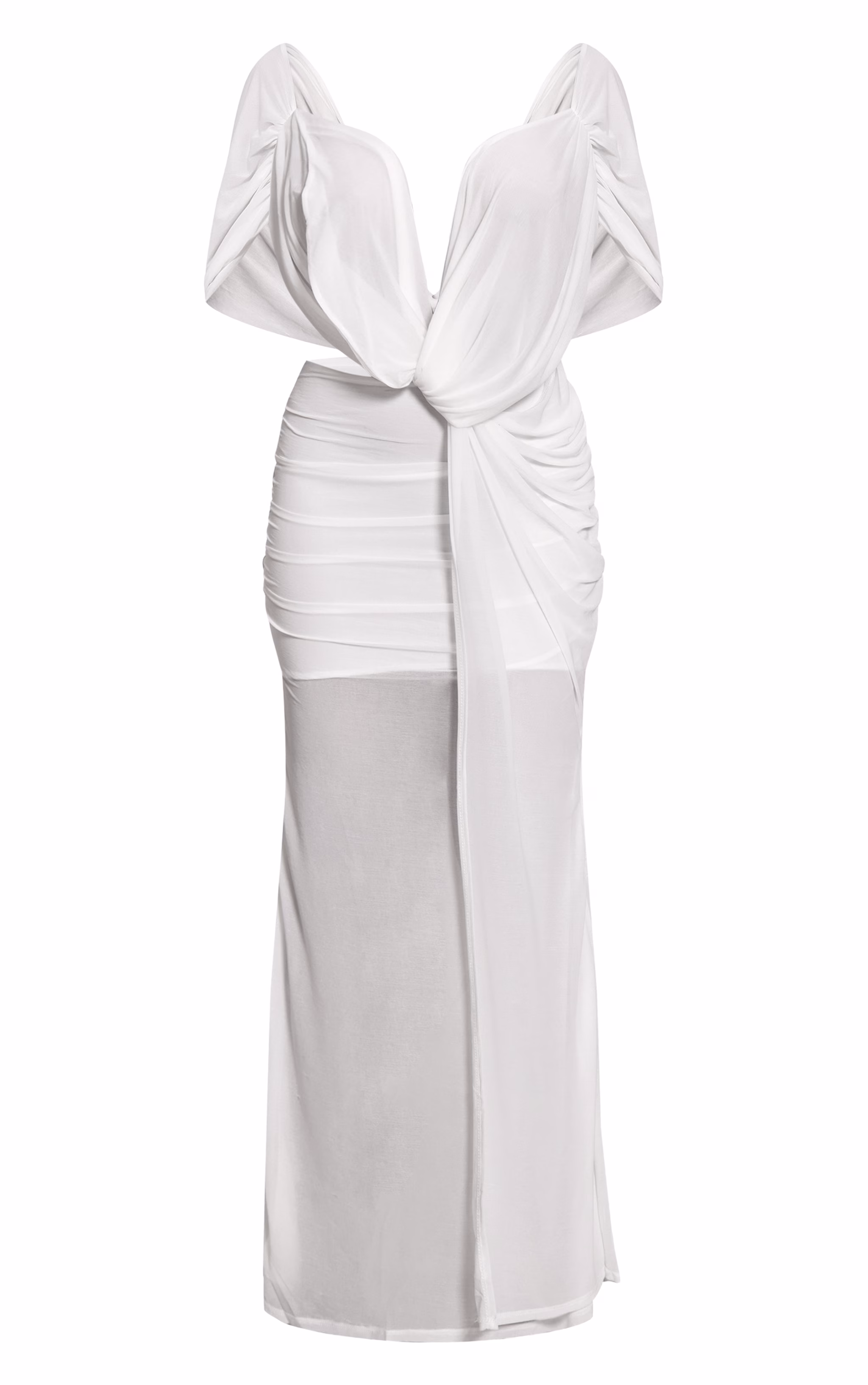 Shape White Mesh Cutout Maxi Dress