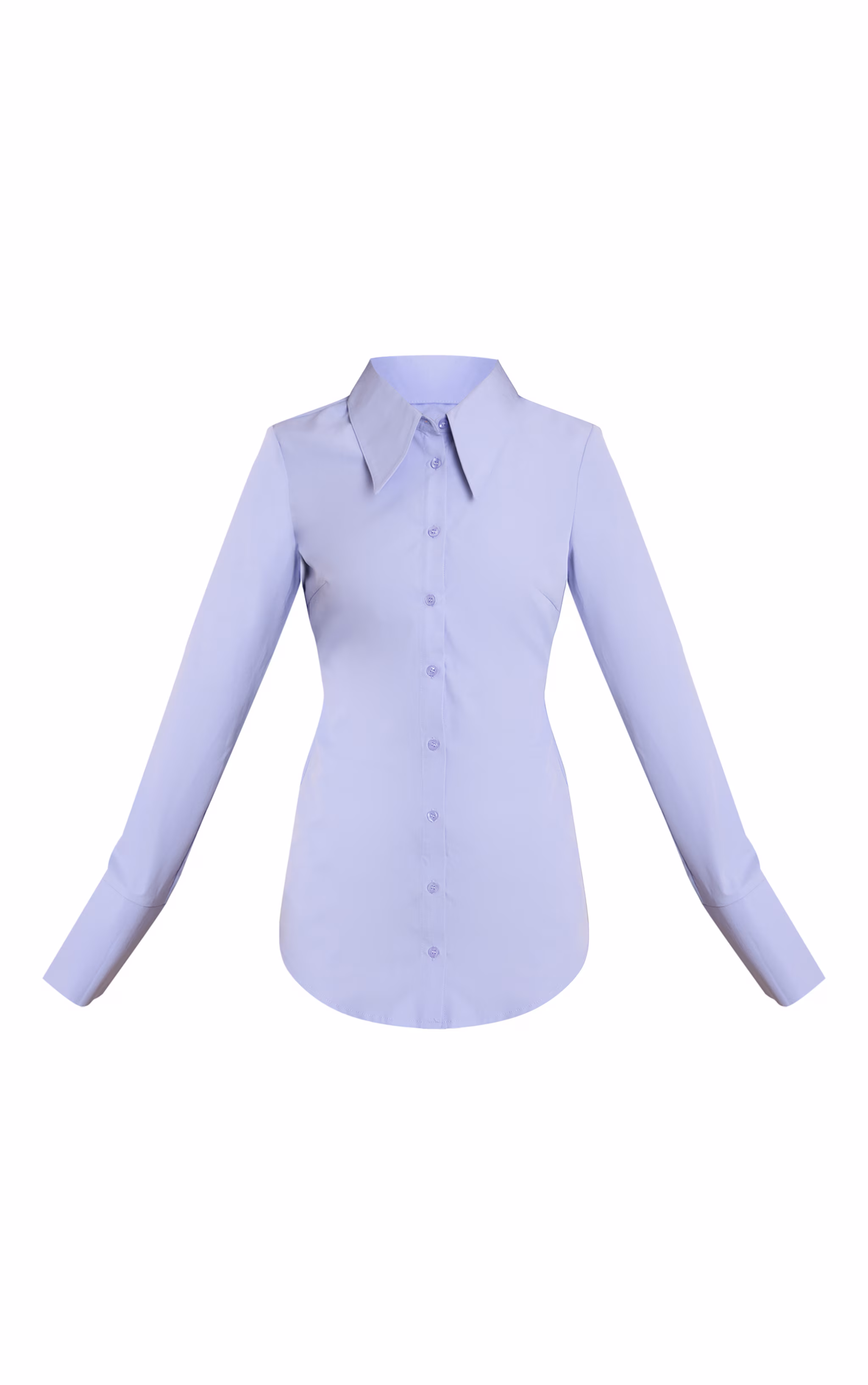 PLT Label Blue Oversized Collar Button Down Fitted Shirt