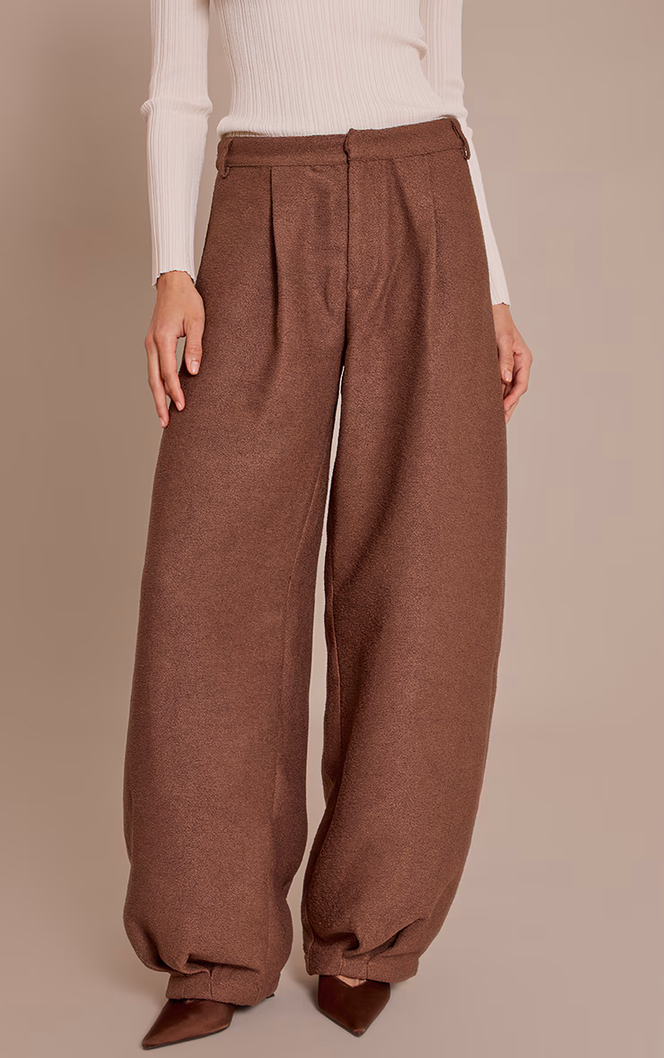 Chocolate Boucle Textured Balloon Pants