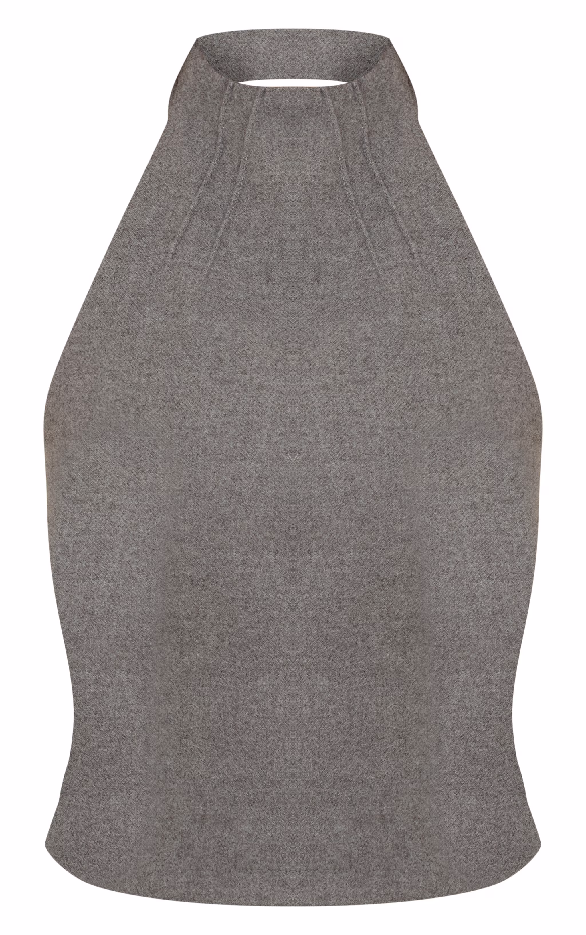 Grey Brushed Woven Halter Neck Top