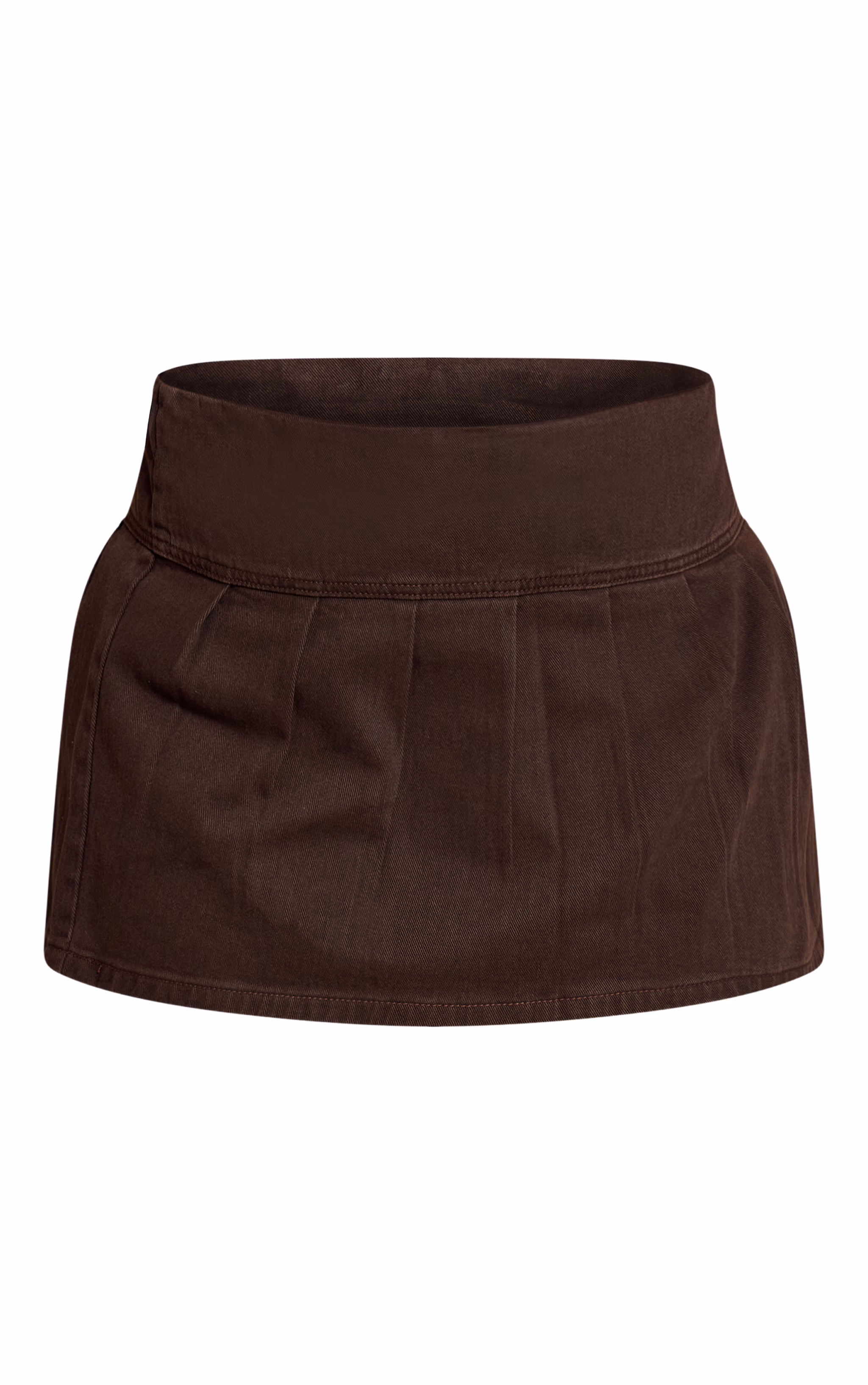 Plus Dark Chocolate Floaty Pleated Denim Mini Skirt
