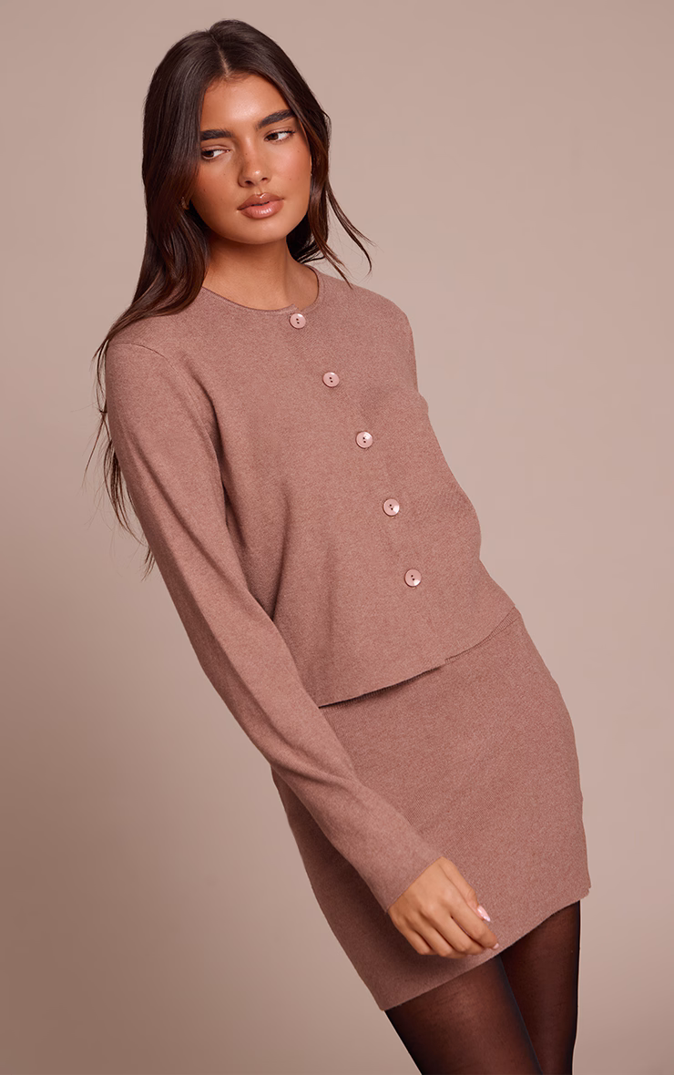 Mocha Compact Knit Mini Skirt