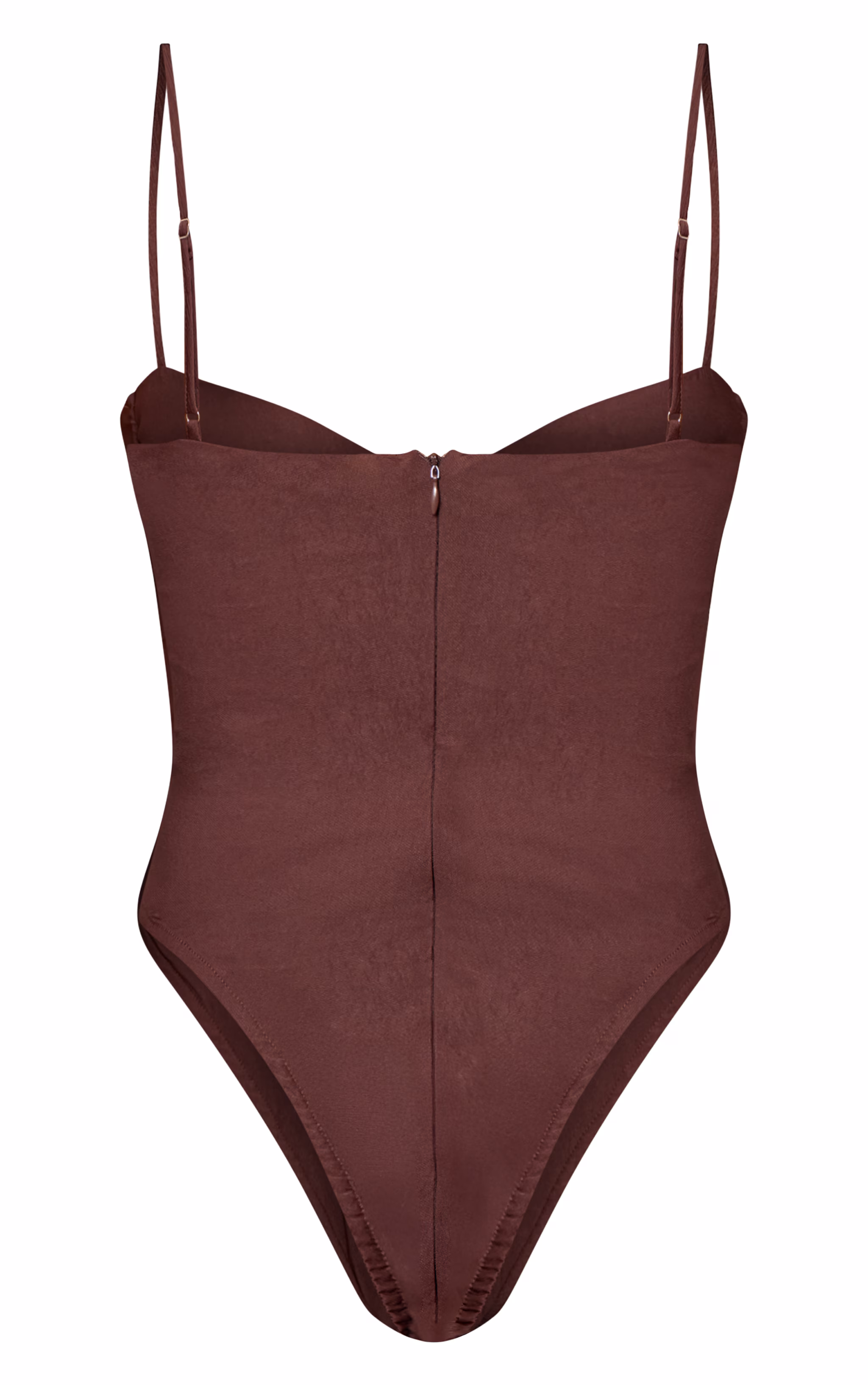 Dark Chocolate Woven Stretch Strappy Bodysuit