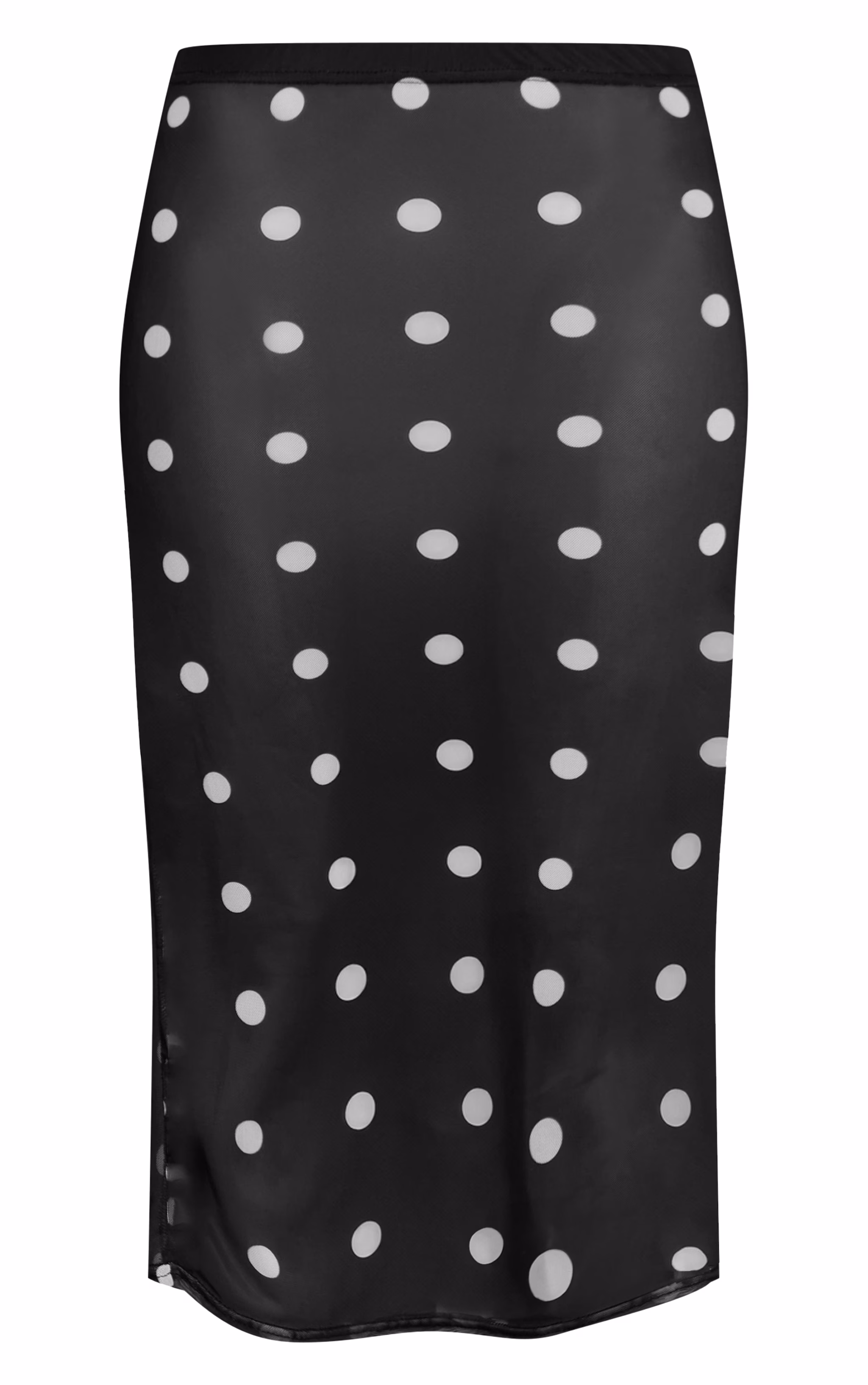 Black Mesh Polka Dot Midi Skirt